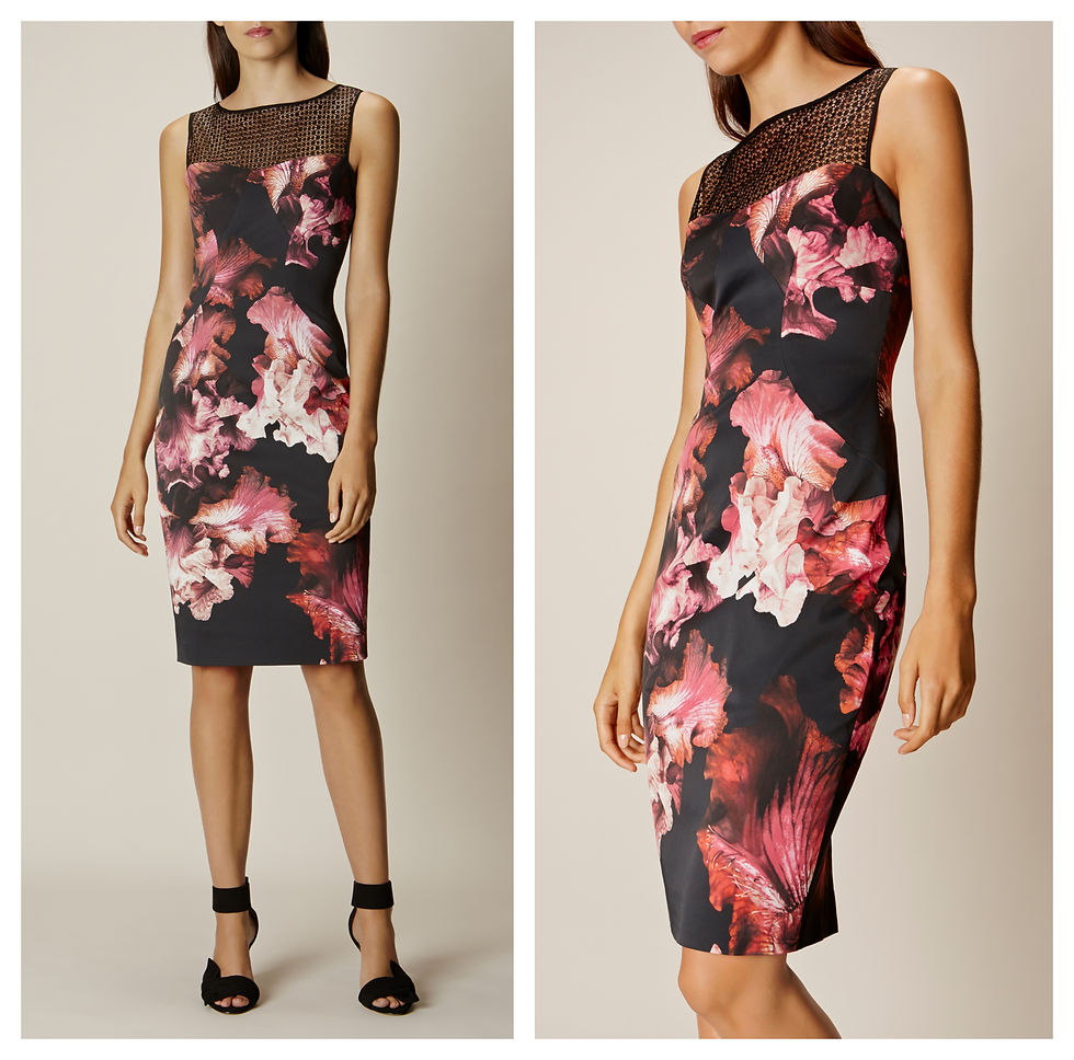 Thumbnail: Karen Millen Black Floral Dress - DZ096