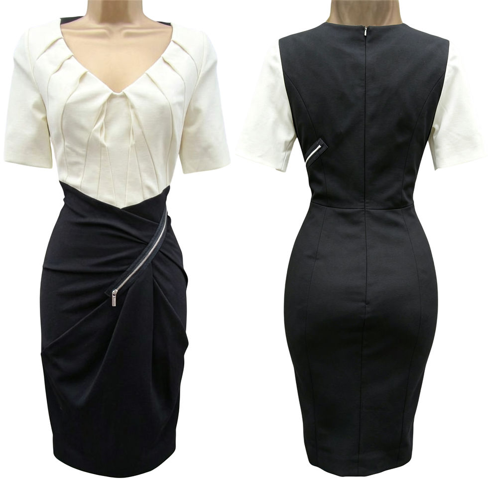 Thumbnail: Karen Millen Black & White Colourblock Dress - DM126