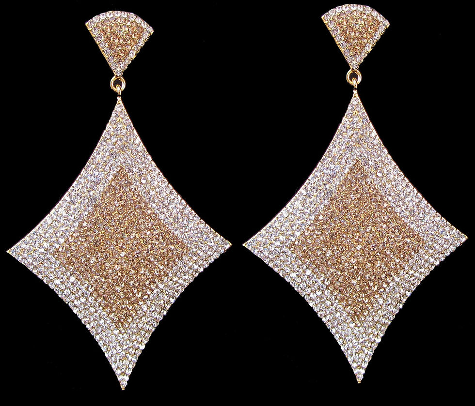 Thumbnail: Kardashian Style Diamond Shape Rhinestone Hoop Earrings - Silver