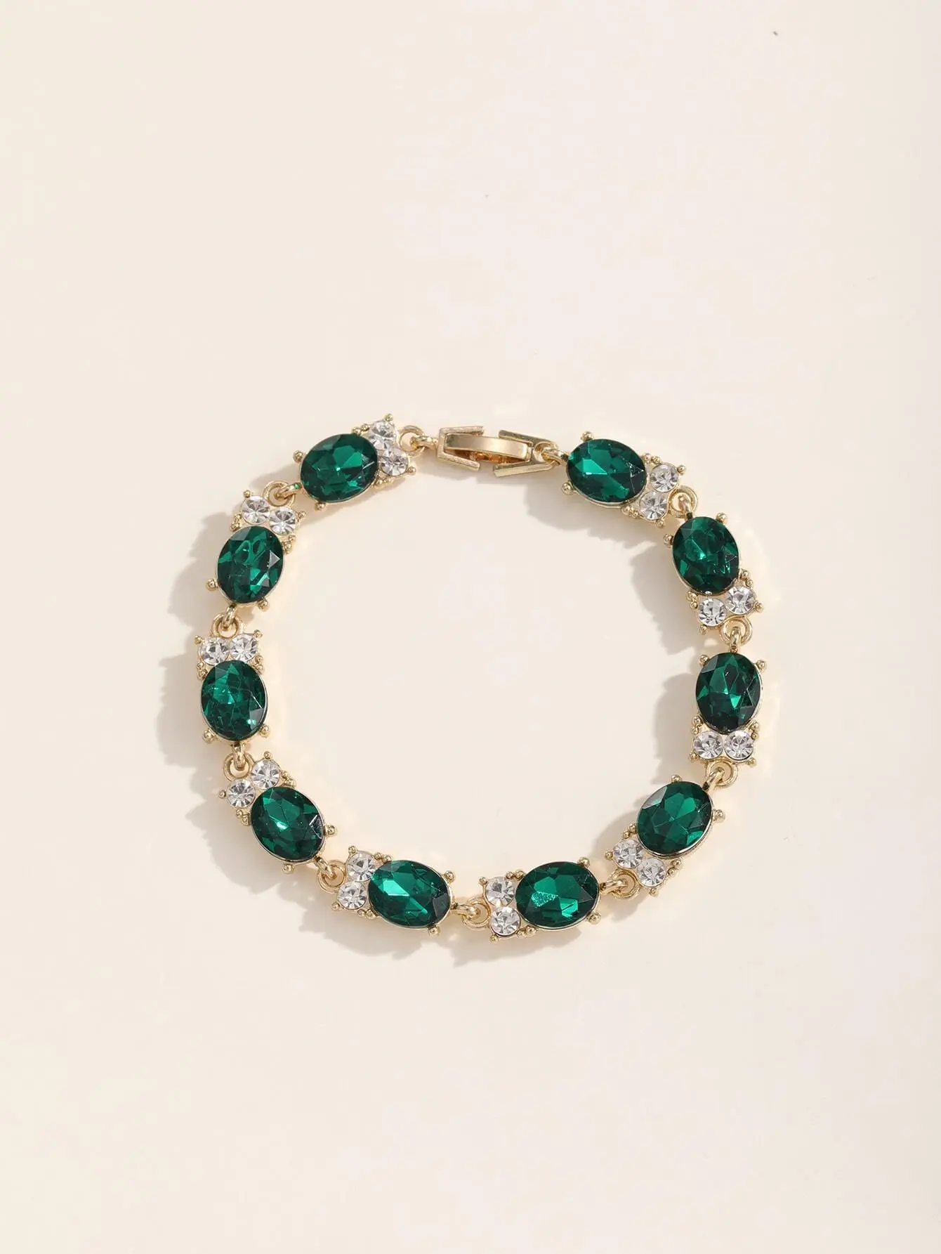 Jade Lion Oval Green & Gold Bracelet