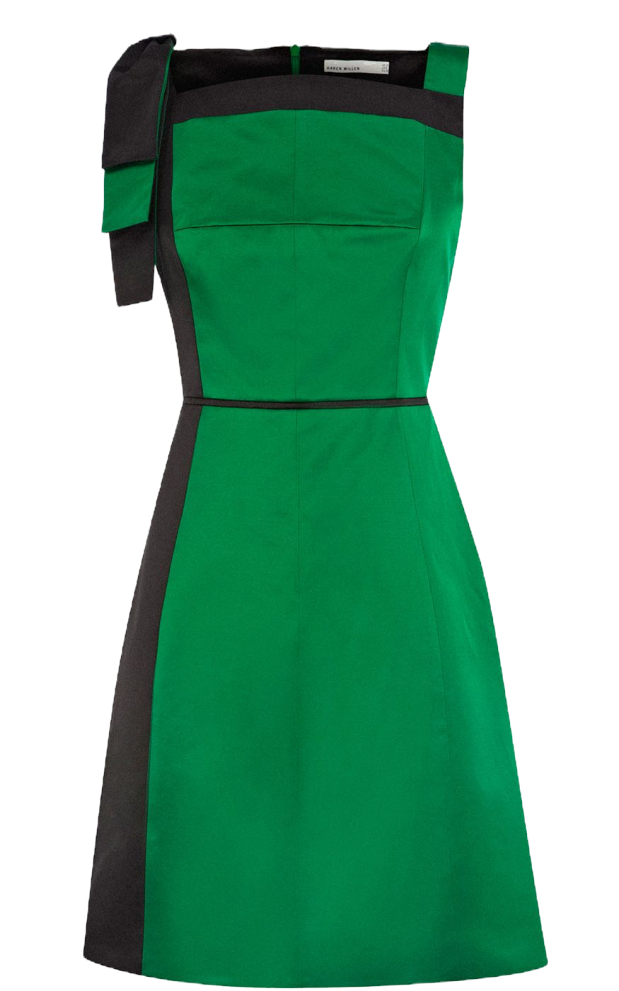 Thumbnail: Karen Millen Green Black Colourblock Dress - DN250