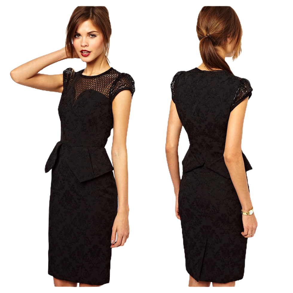 Thumbnail: Karen Millen Black Brocade Floral Dress - DR011