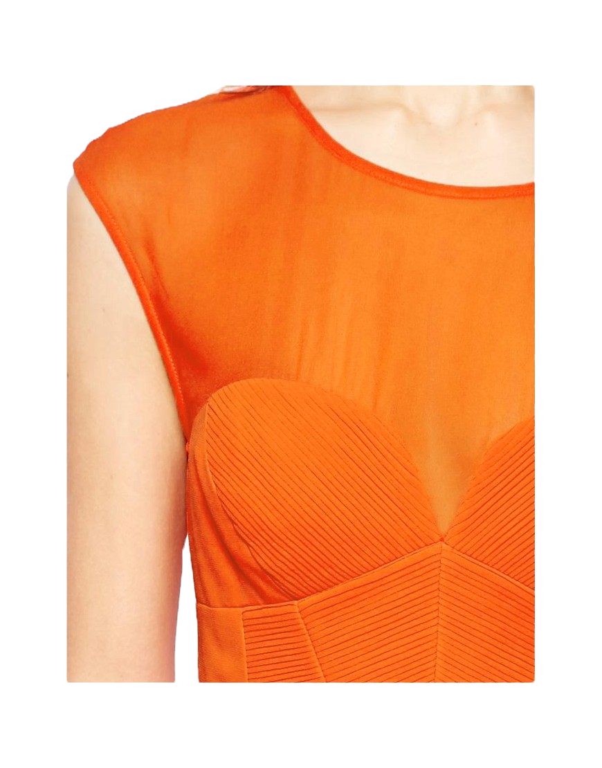 Thumbnail: Karen Millen Orange Pleated Dress - DS194