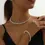 Thumbnail: Jade Lion Single Row Choker Necklace Earrings & Bracelet Set - Silver