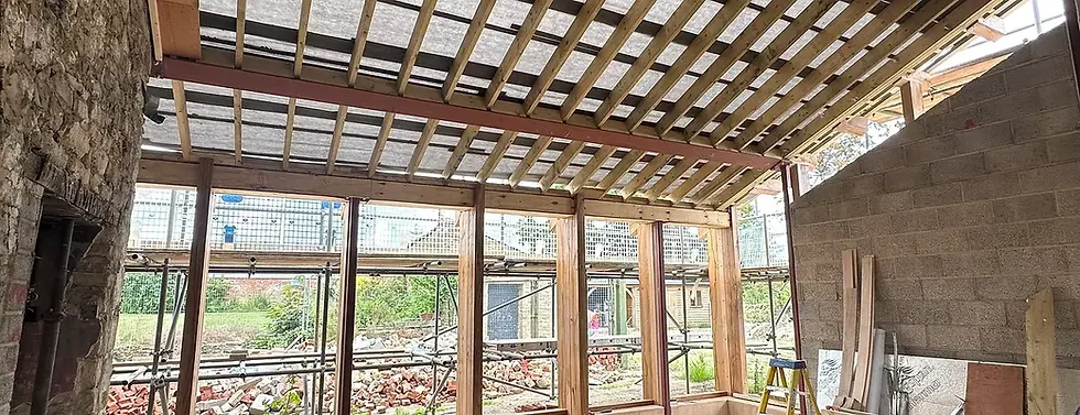 Progress of a back house extension being completed by Astrum Construction.