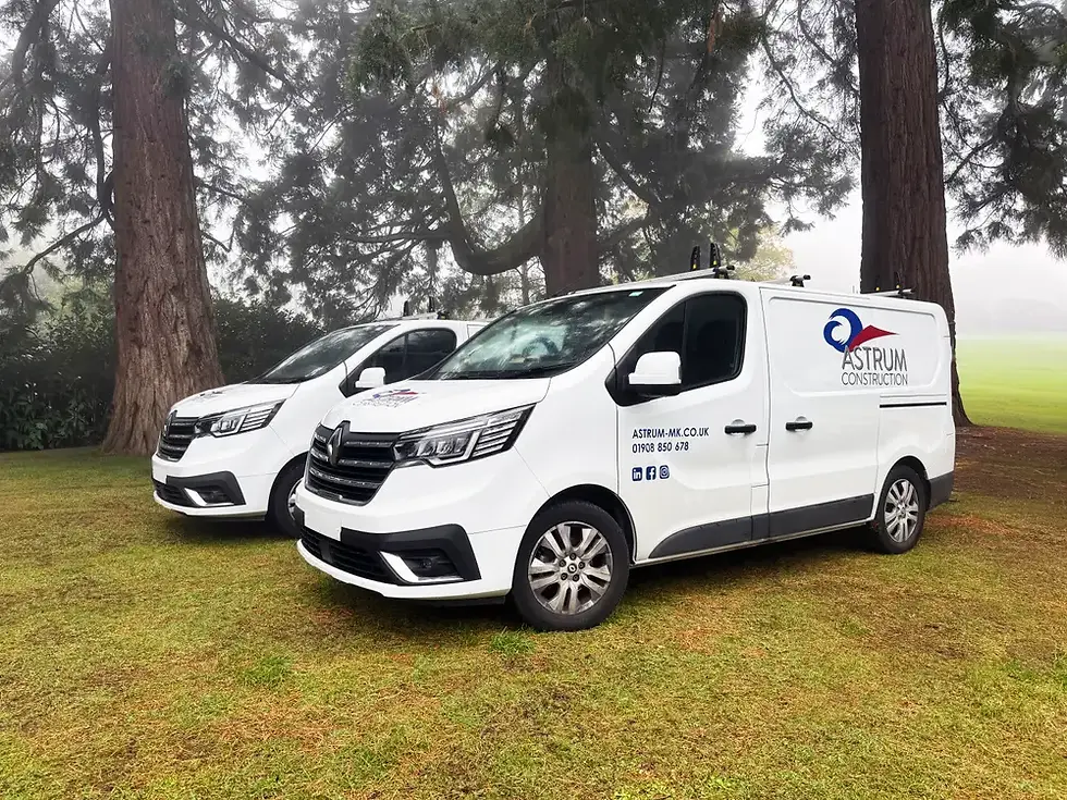 Astrum Construction vans in Bedford