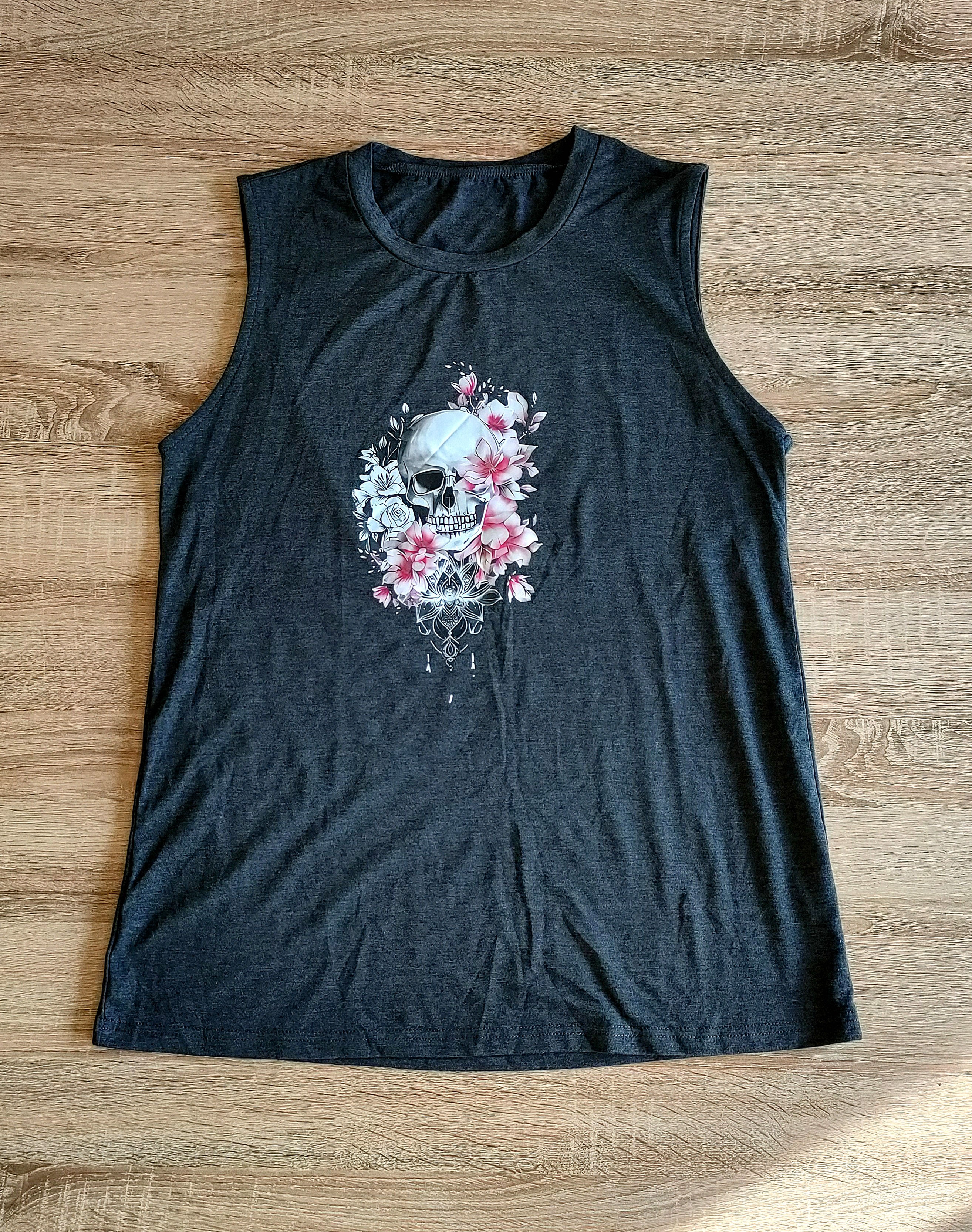 Débardeur tête de mort avec fleurs