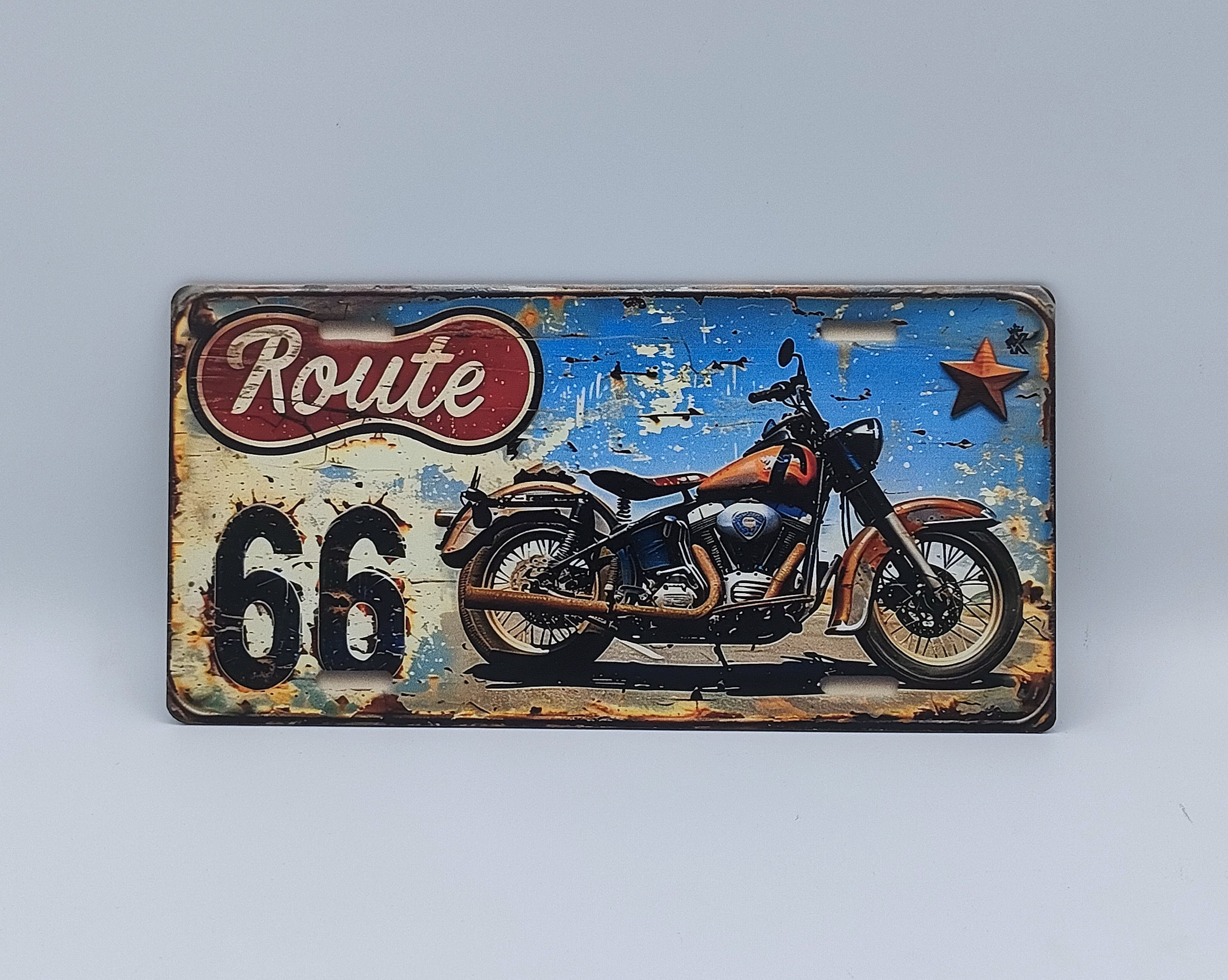 Plaque Route 66 moto vintage