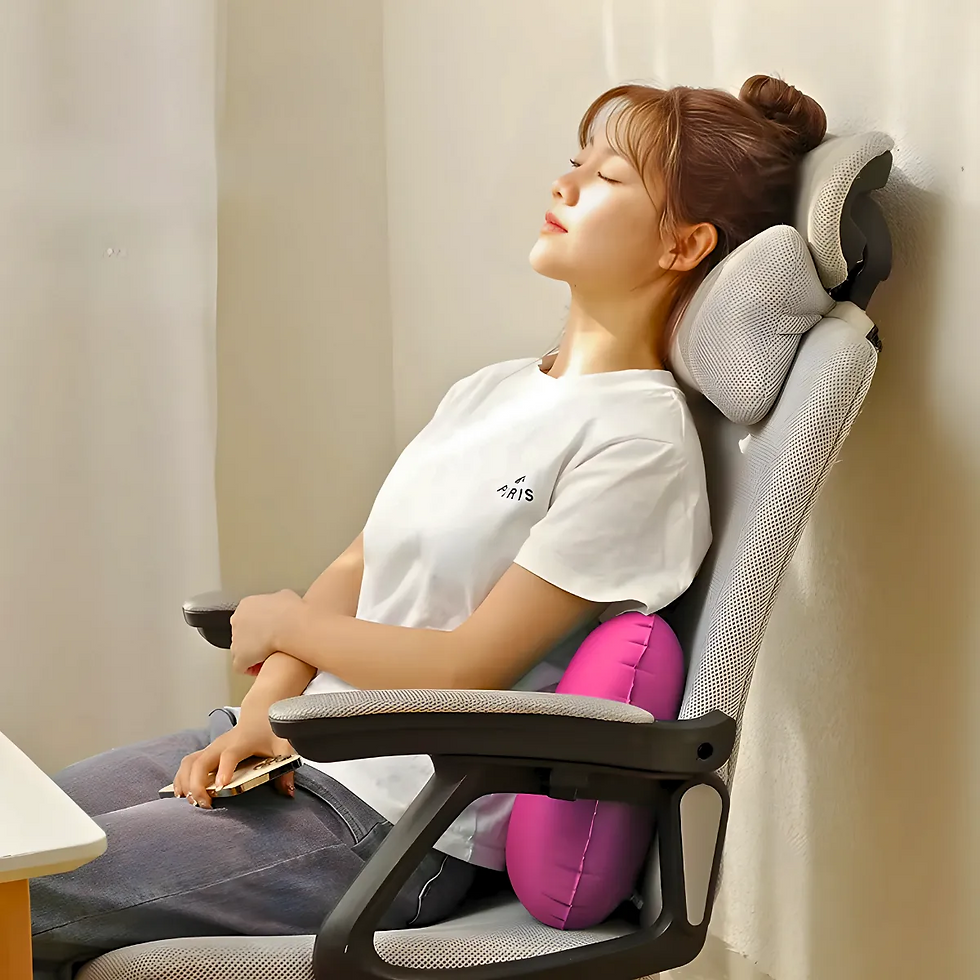 Miniatura: Travesseiro Almofada de Viagem Inflável e Portátil - ROSA