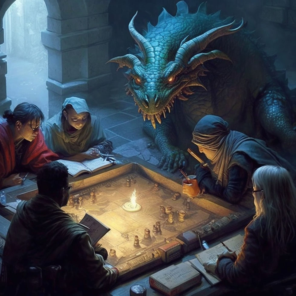 A Dragon who is a Dungeon Master runs a game of One DnD.