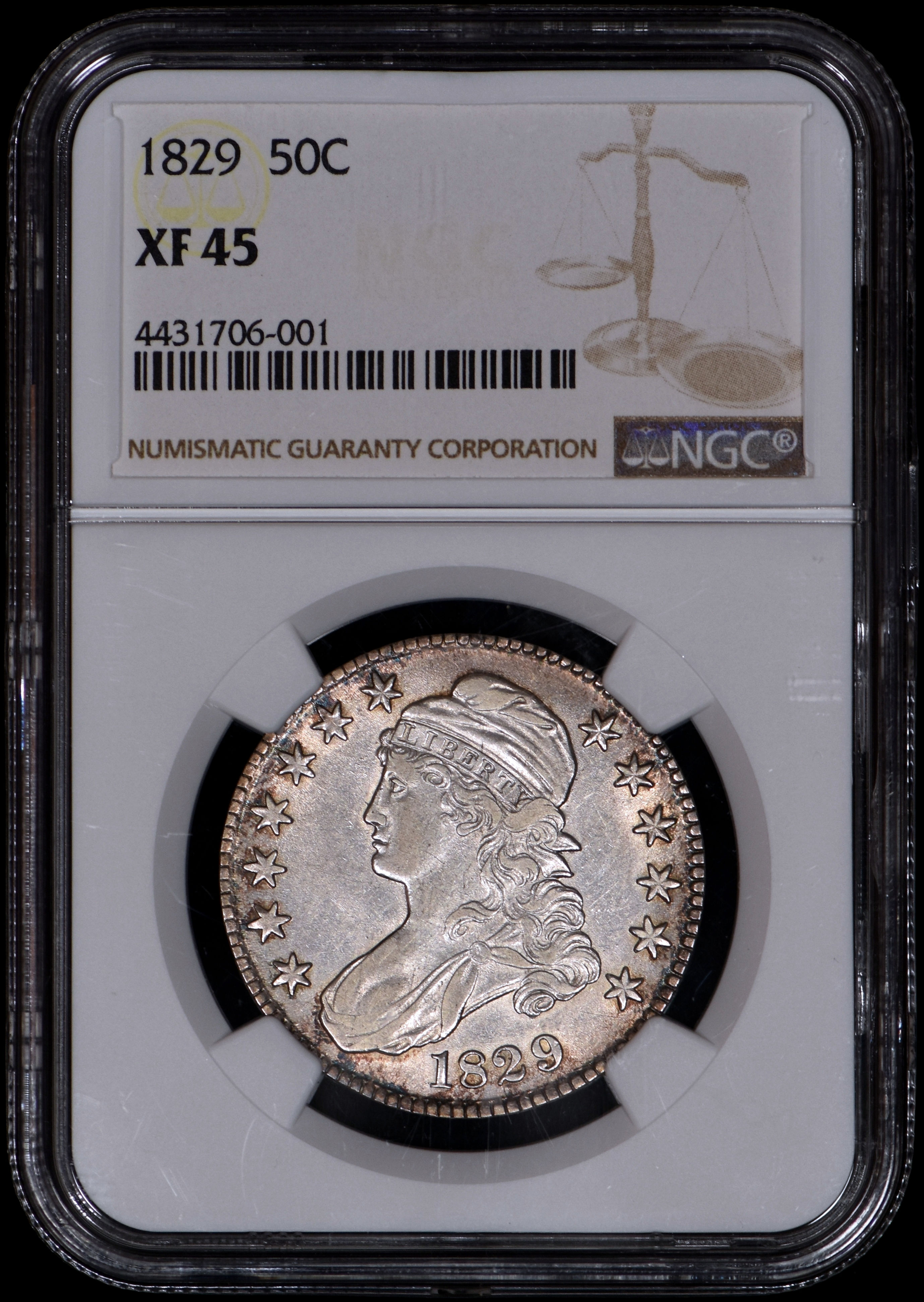 1829 Bust Half Dollar 50c NGC XF45 - Nice Luster!