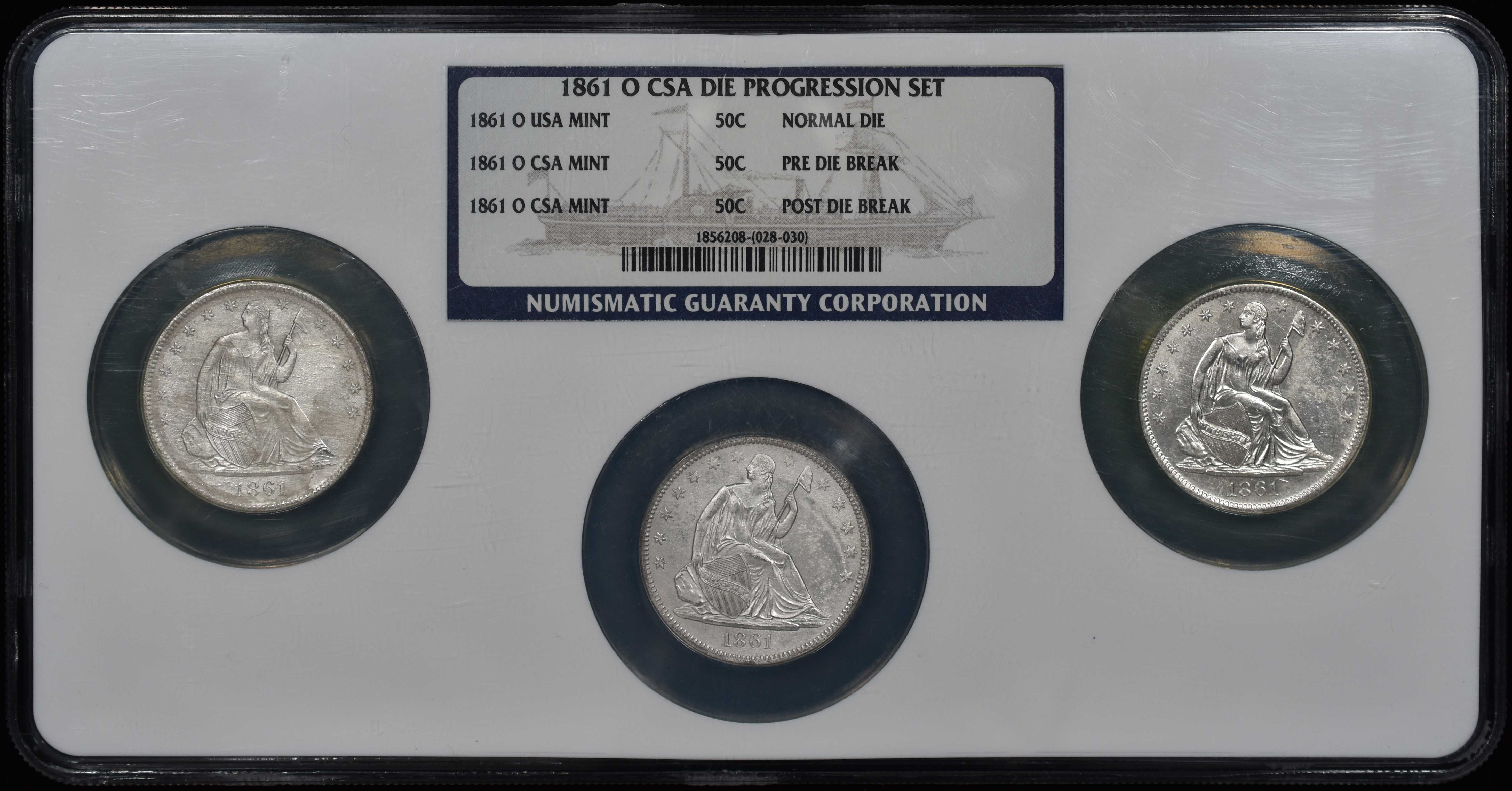 1861-O Seated Liberty Half Dollar 50c CSA Die Progression Set NGC
