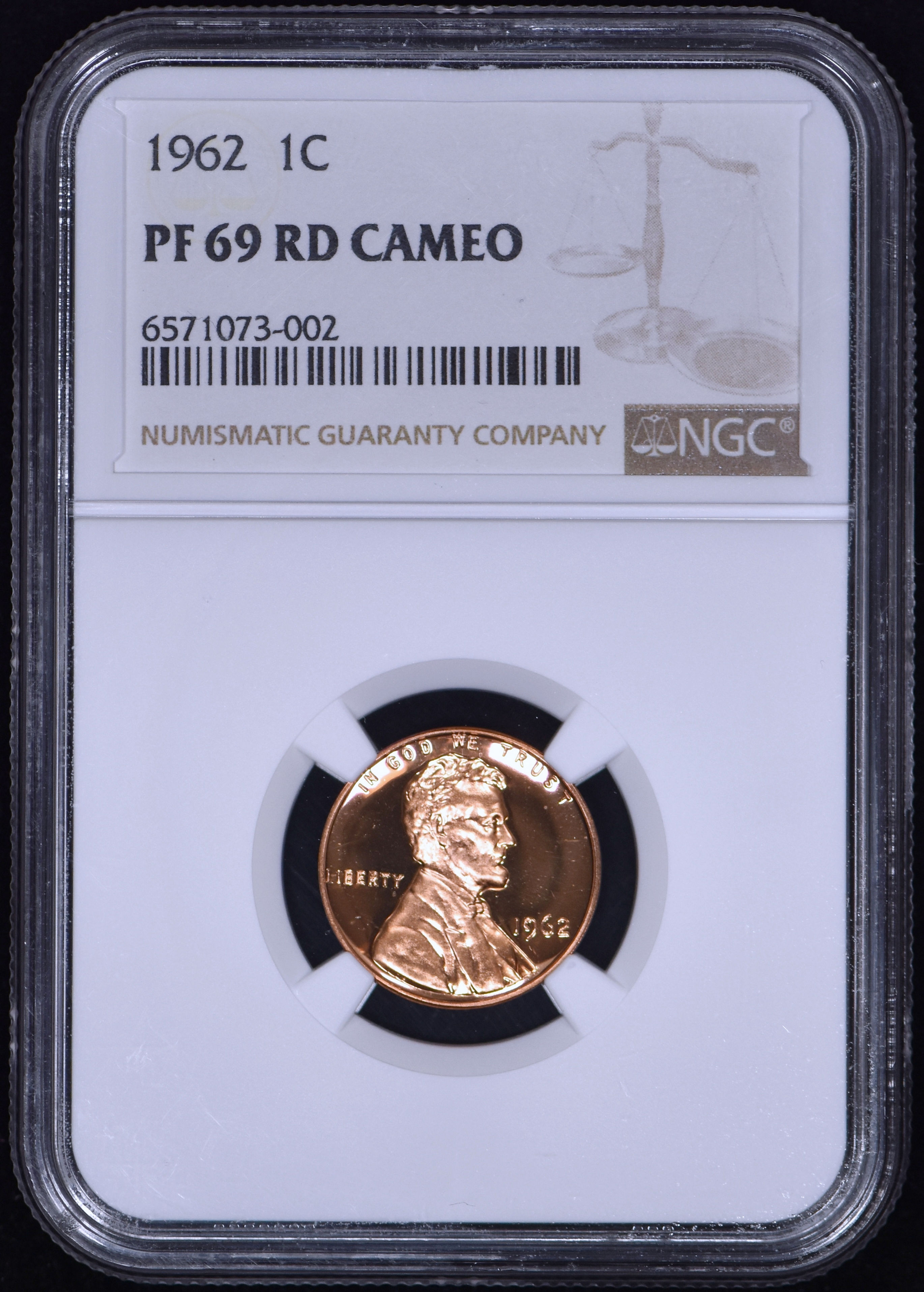 1962 Proof Lincoln Head One Cent 1c Penny NGC PF69 RD CAMEO (PR69RD CAM)