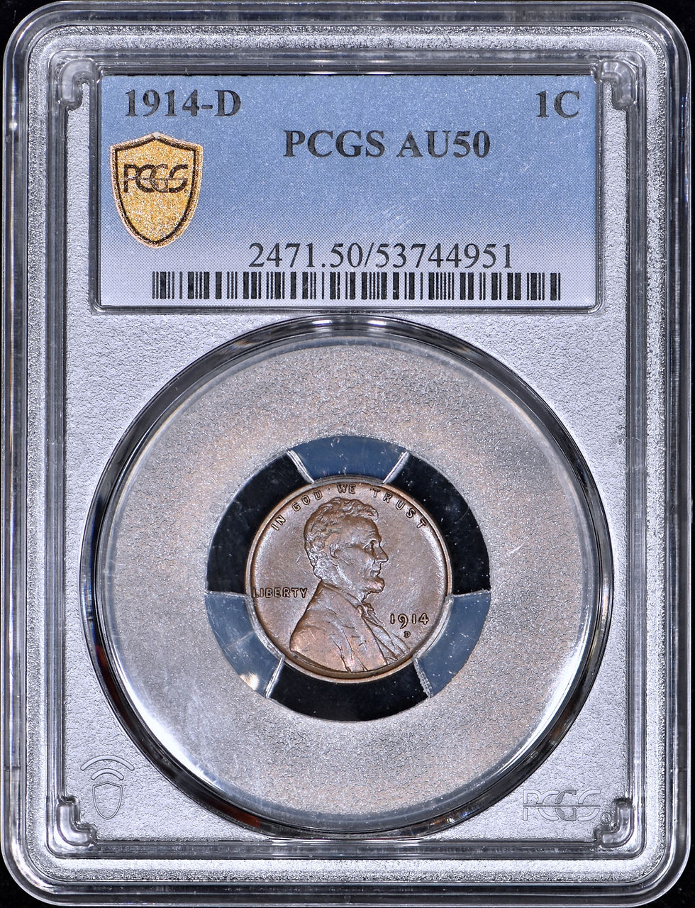 Thumbnail: 1914-D Lincoln Head One Cent 1c Penny PCGS AU50 - Smooth Chocolate Brown