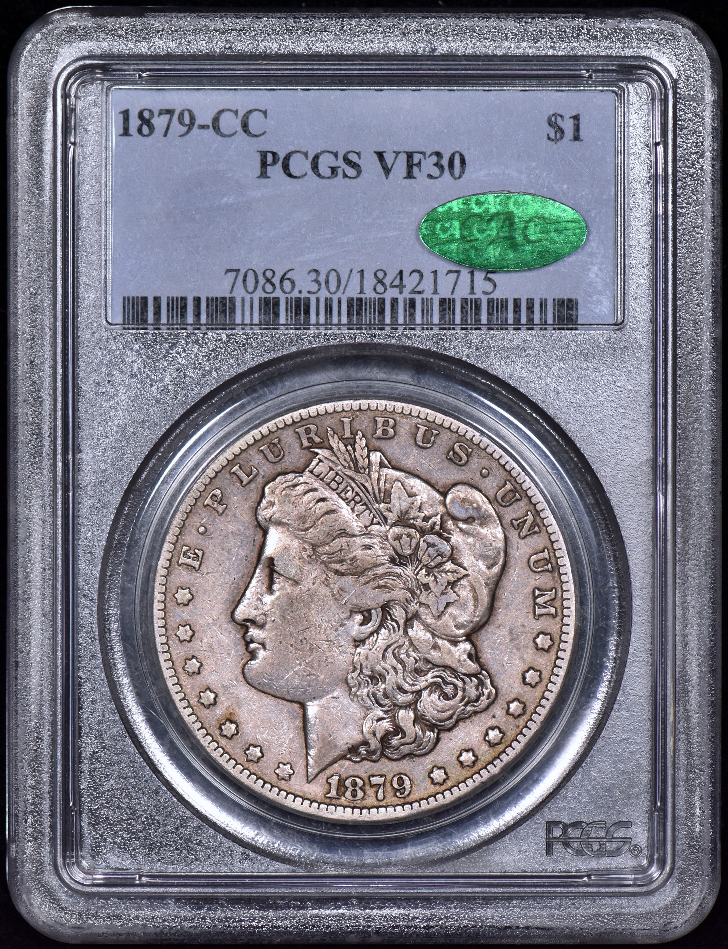 1879-CC Morgan Silver Dollar $1 PCGS VF30 CAC