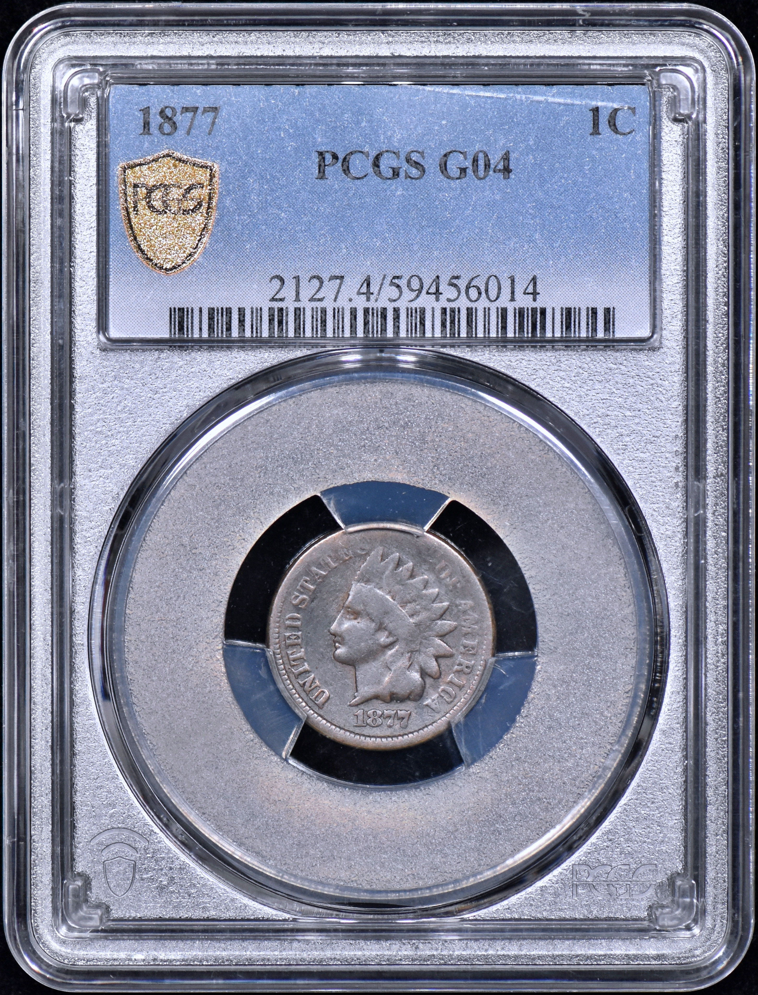 1877 Indian Head One Cent 1c Penny PCGS G04 w/ Gold Shield