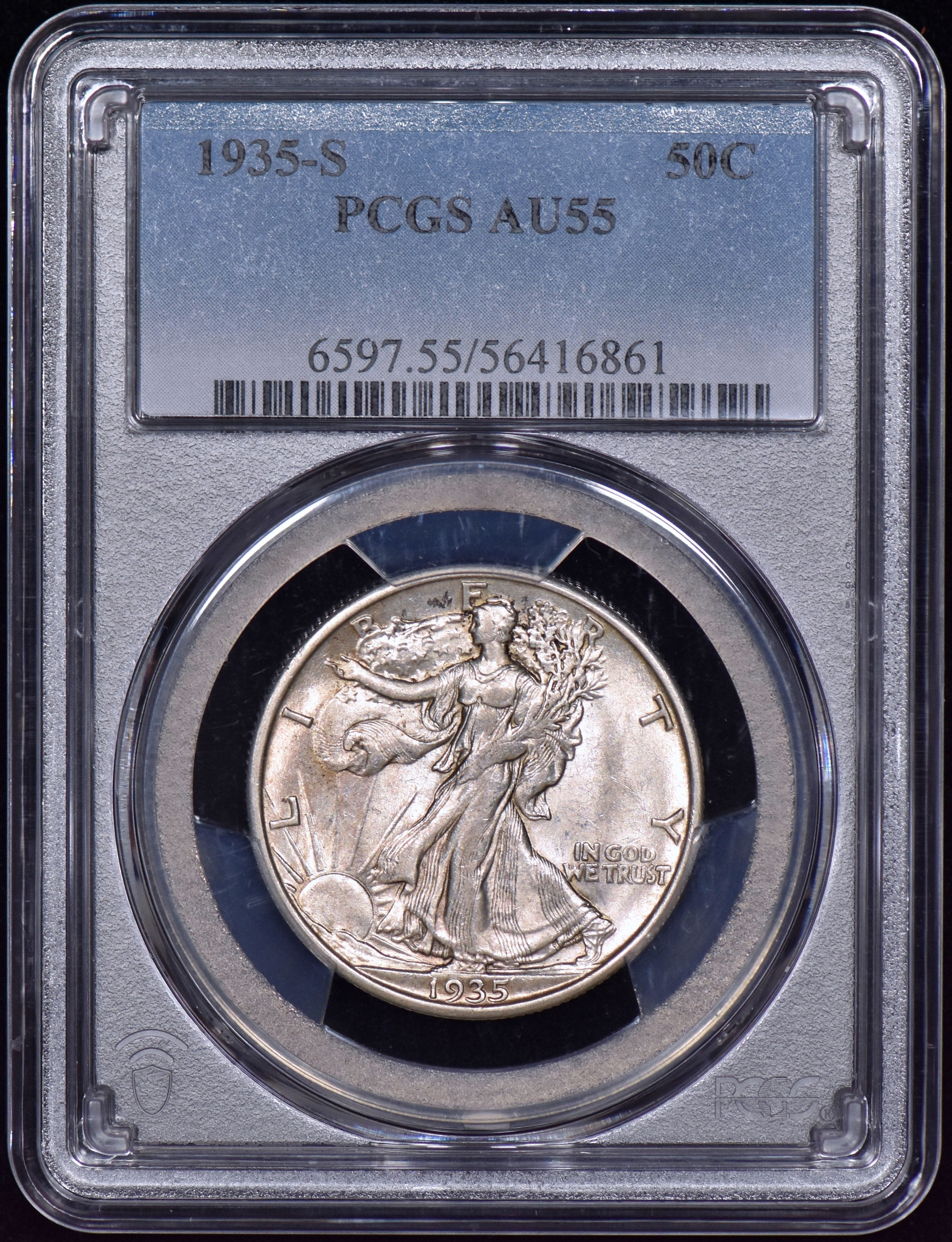 1935-S Walking Liberty Half Dollar 50c PCGS AU55 - Original!