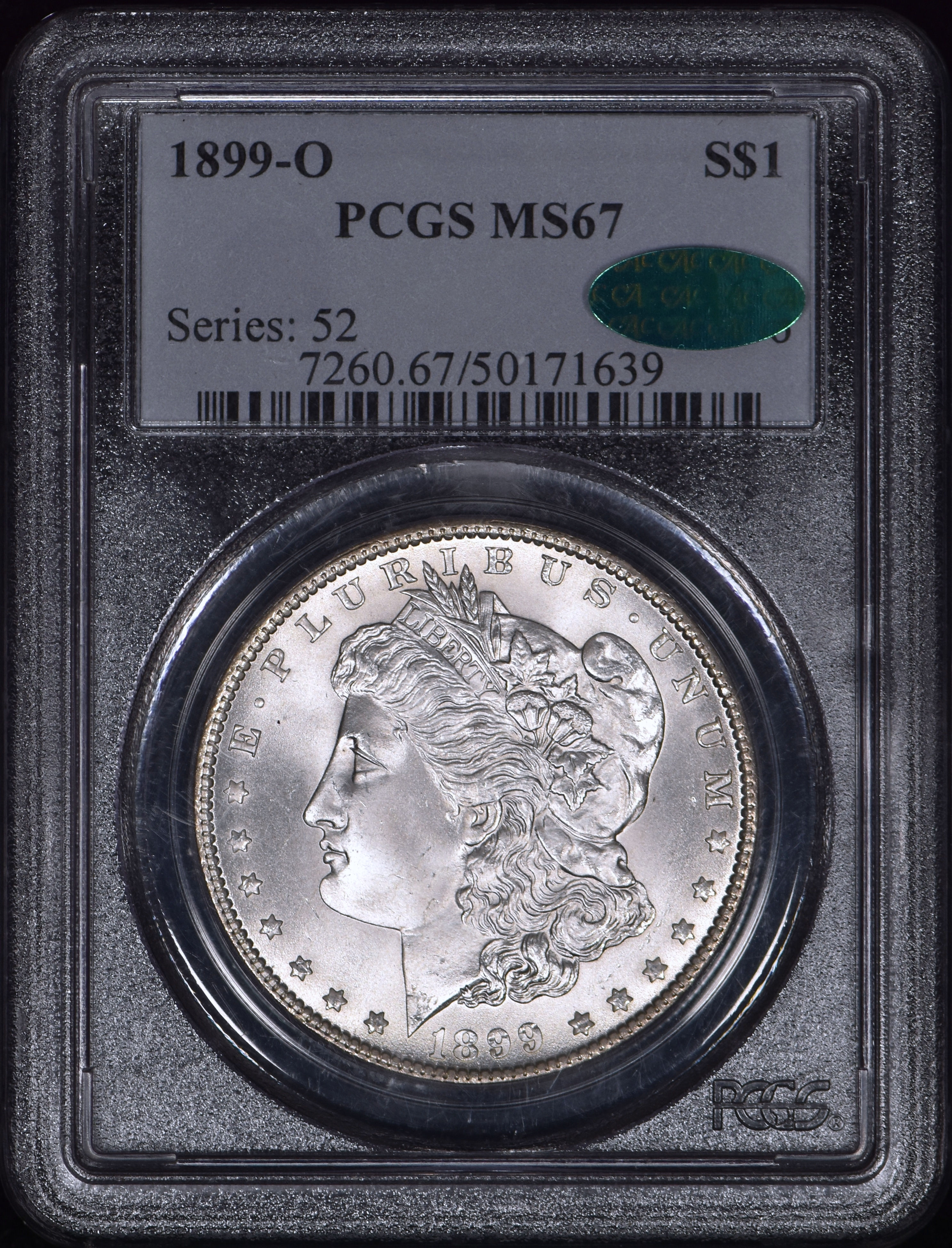 1899-O Morgan Silver Dollar $1 PCGS MS67 CAC - All White! VERY PQ!