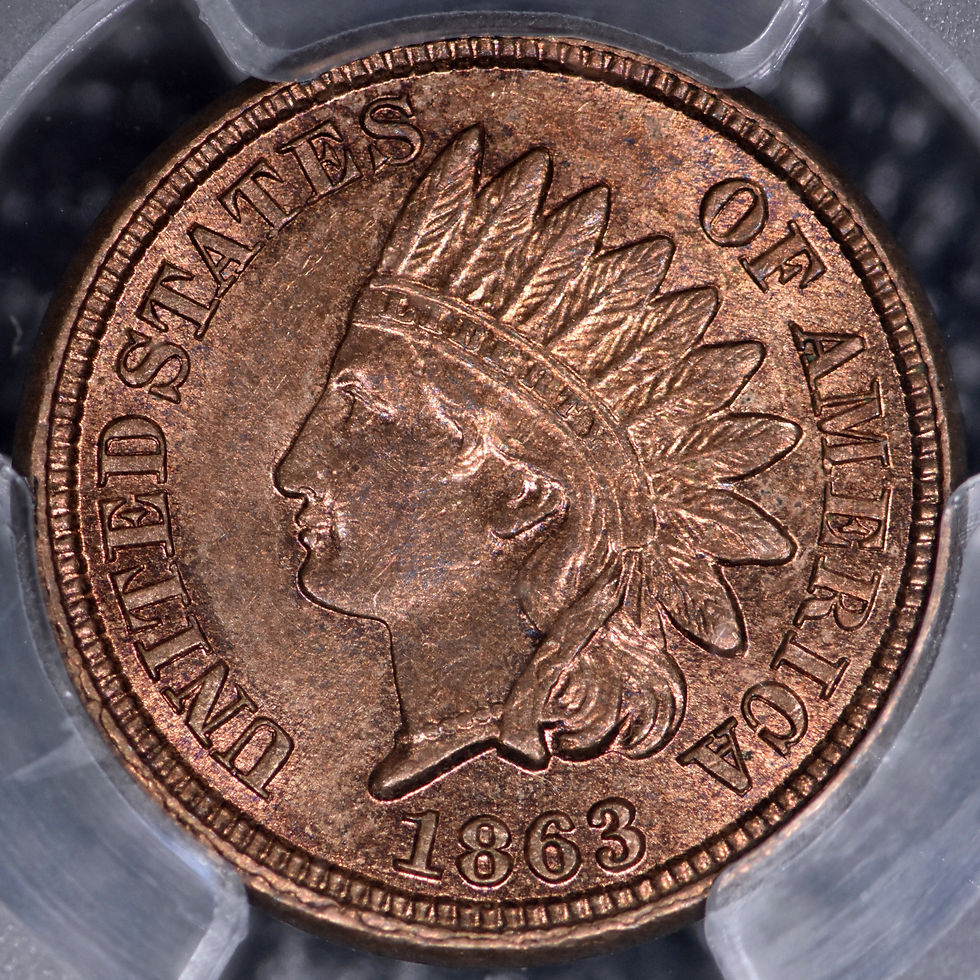 Thumbnail: 1863 Indian Head Cent 1c Penny PCGS MS63 - Nice Luster / Original!