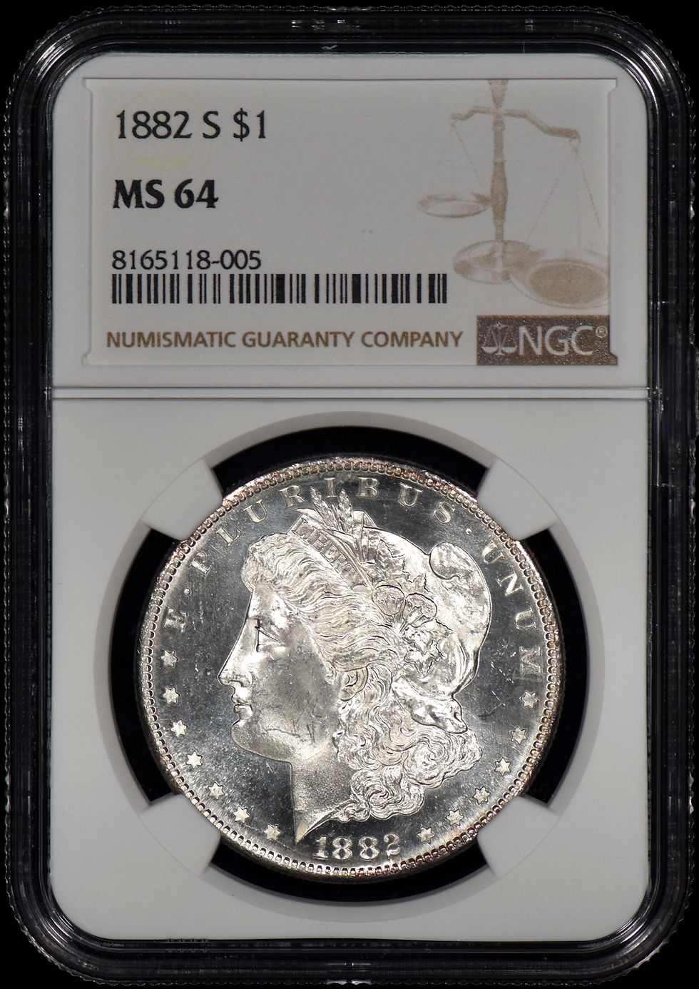 1882-S Morgan Silver Dollar $1 NGC MS64 - Looks PL/Prooflike!