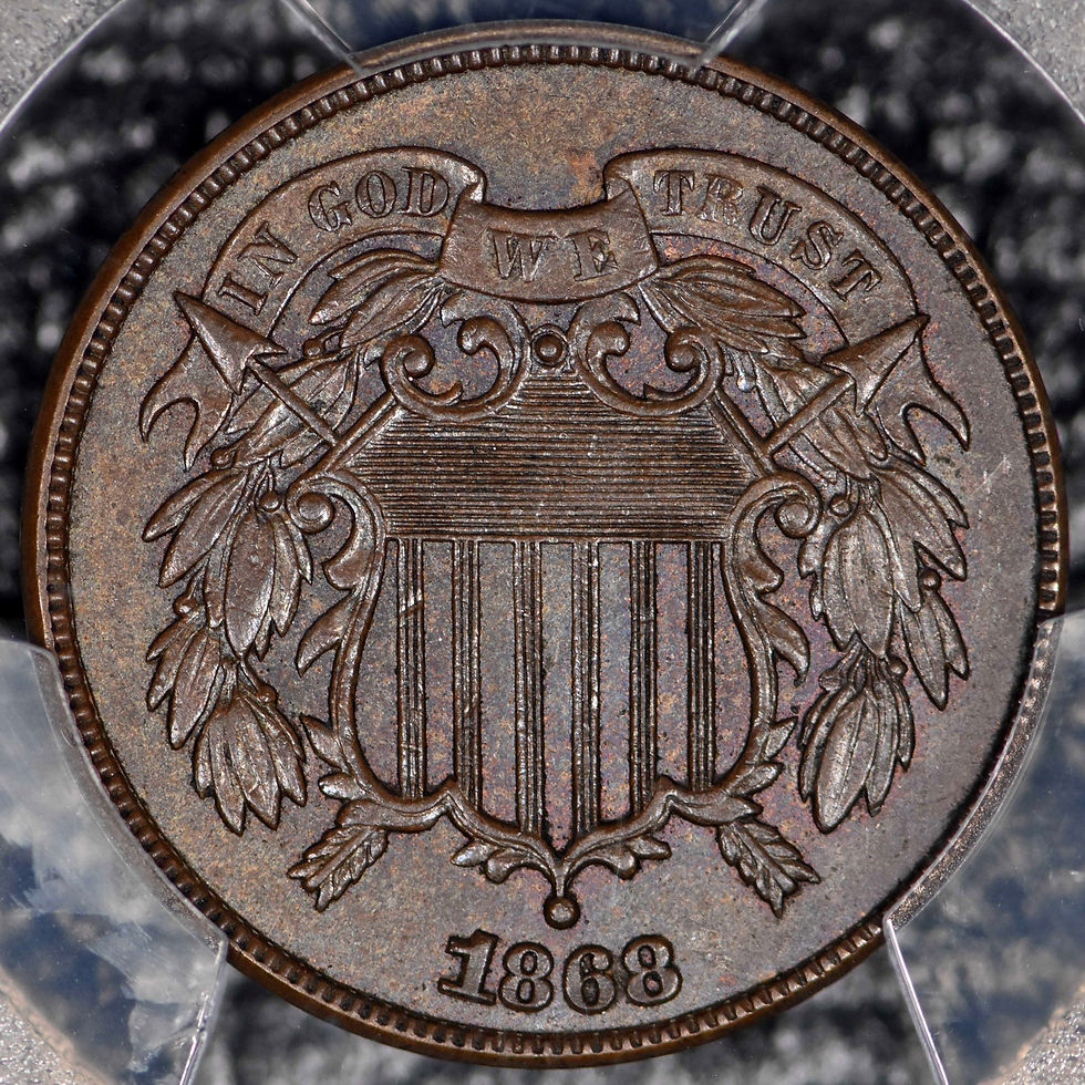 Thumbnail: 1868 Two-Cent Shield 2c PCGS MS62BN - Chocolate Brown - Very PQ!