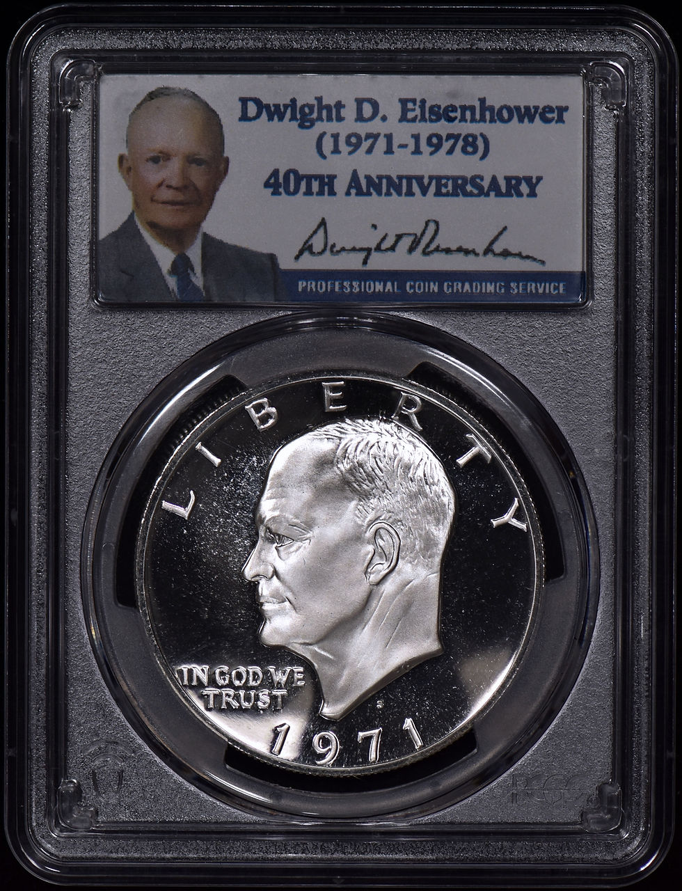 Thumbnail: 1971-S Proof Ike Silver Dollar $1 PCGS PR70DCAM - Perfection!