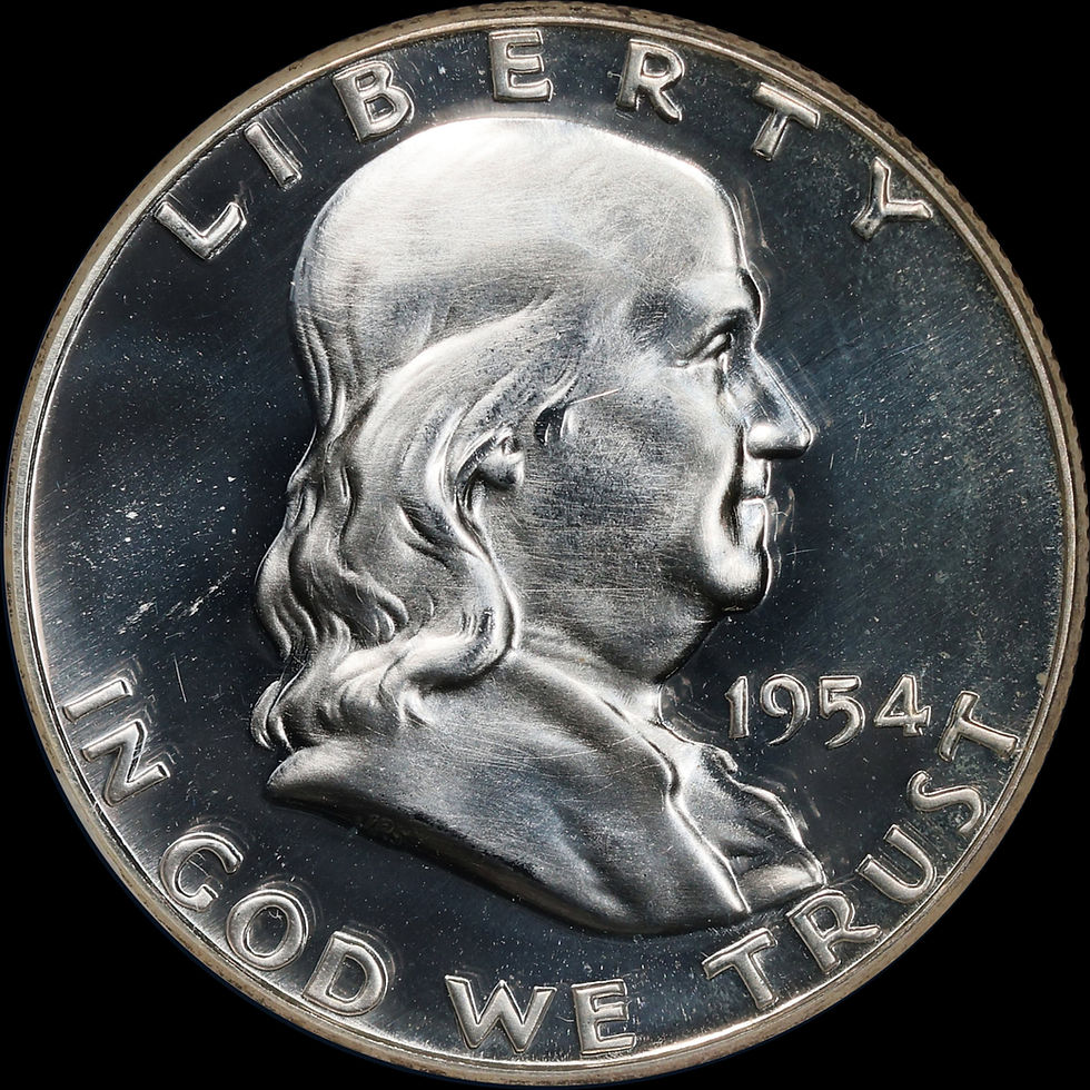 Thumbnail: 1954 Proof Franklin Half Dollar 50c NGC PF66 Ultra Cameo (PR66 DCAM)