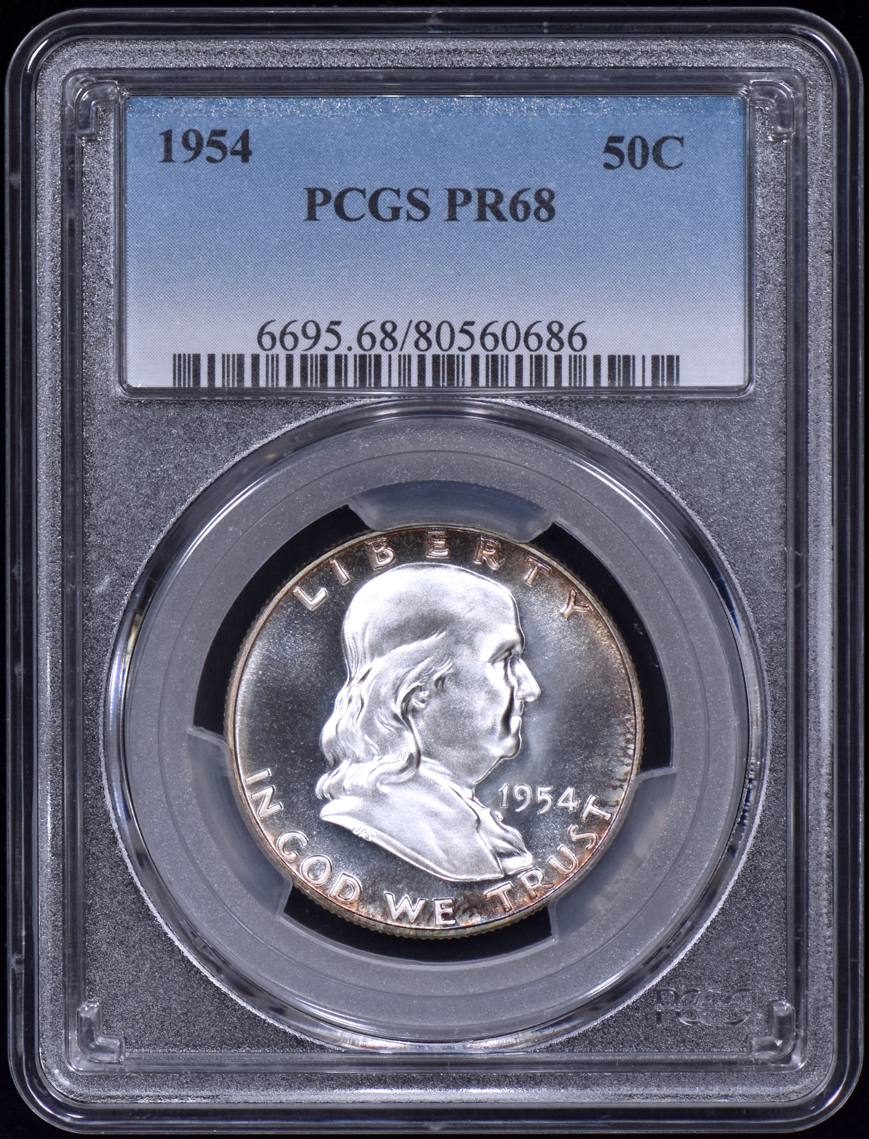 1954 Proof Franklin Half Dollar 50c PCGS PR68 - Great Eye Appeal!