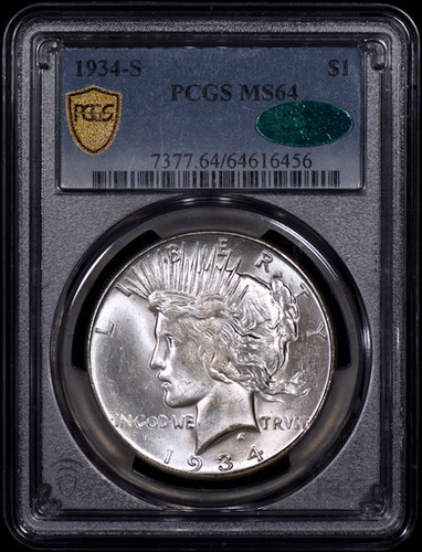 1934-S Peace Silver Dollar $1 PCGS MS64 CAC | Coinvestment Pros