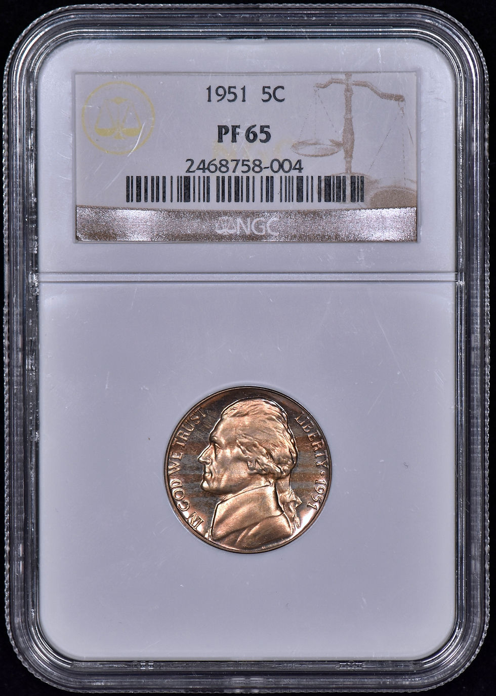 Thumbnail: 1951 Proof Jefferson Nickel 5c NGC PF65 (PR65) - Great Eye- Appeal!