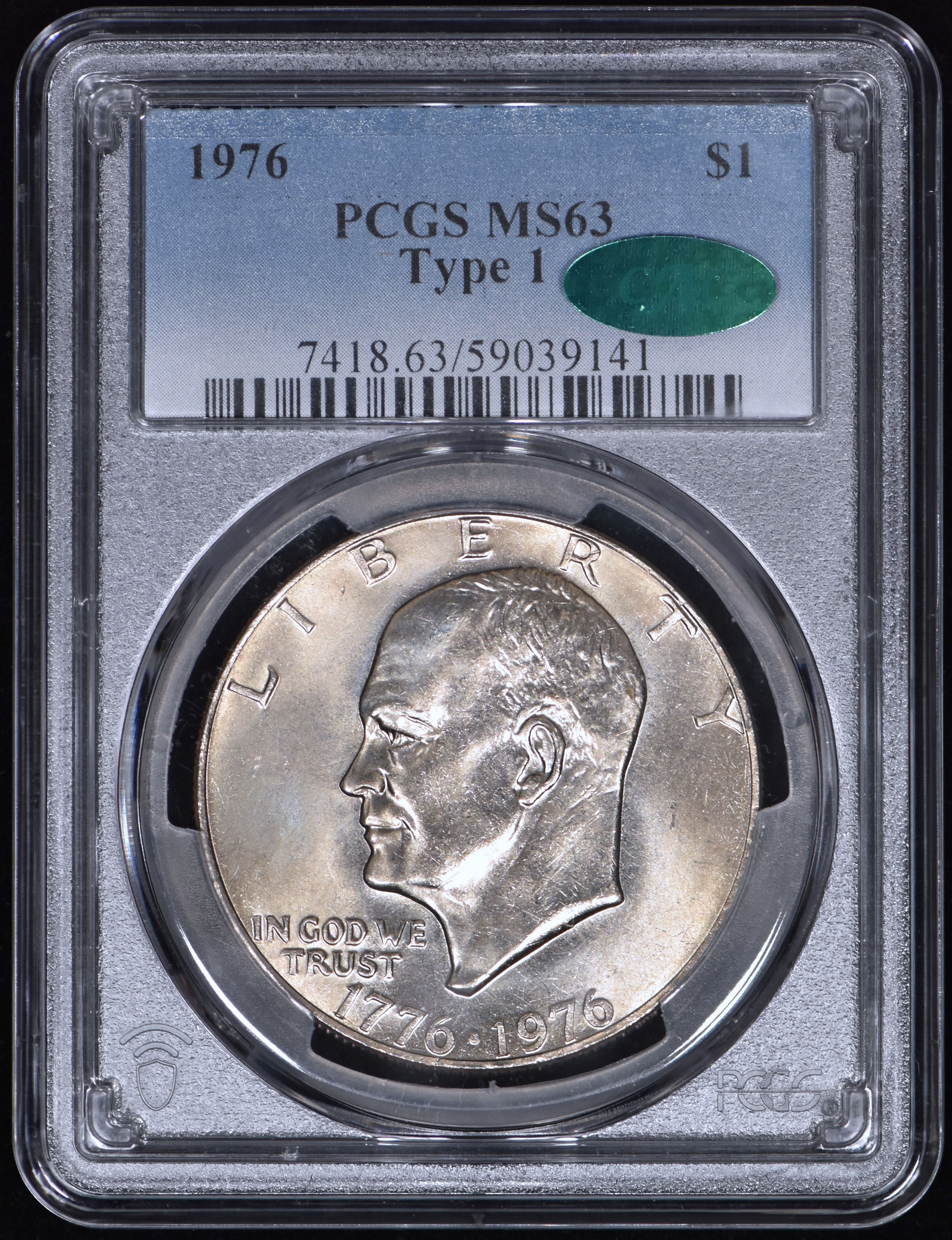 1976 Type 1 Ike Eisenhower Dollar $1 PCGS MS63 CAC - Strong Luster!