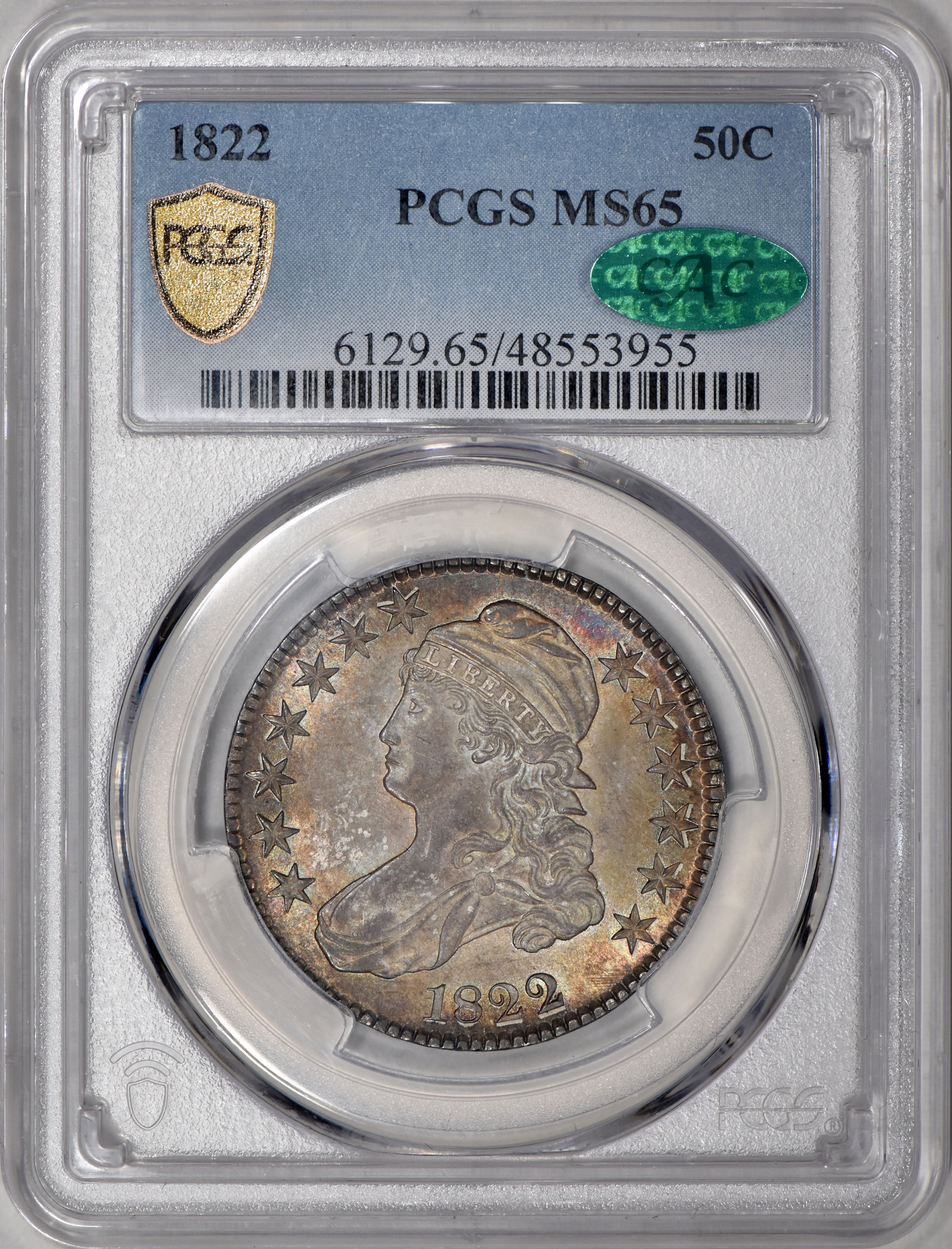 1822 Bust Half Dollar 50c PCGS MS65 CAC O-106 - Stunning Gem!