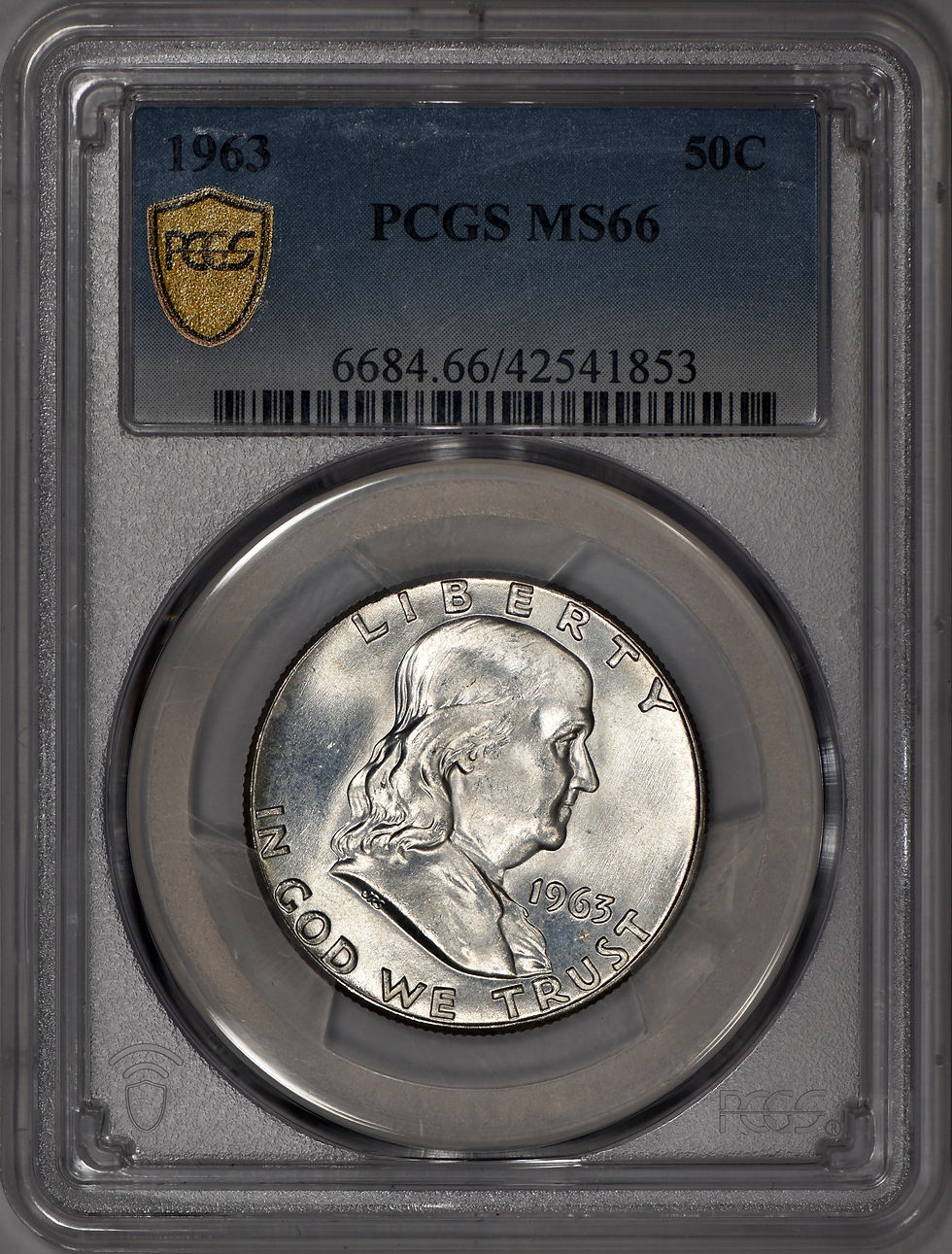 1963 Franklin Half Dollar 50c PCGS MS66 w/ Gold Shield
