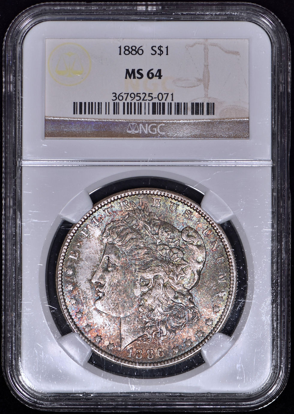 Thumbnail: 1886 Morgan Silver Dollar $1 NGC MS64 - Nice Color/Toning!