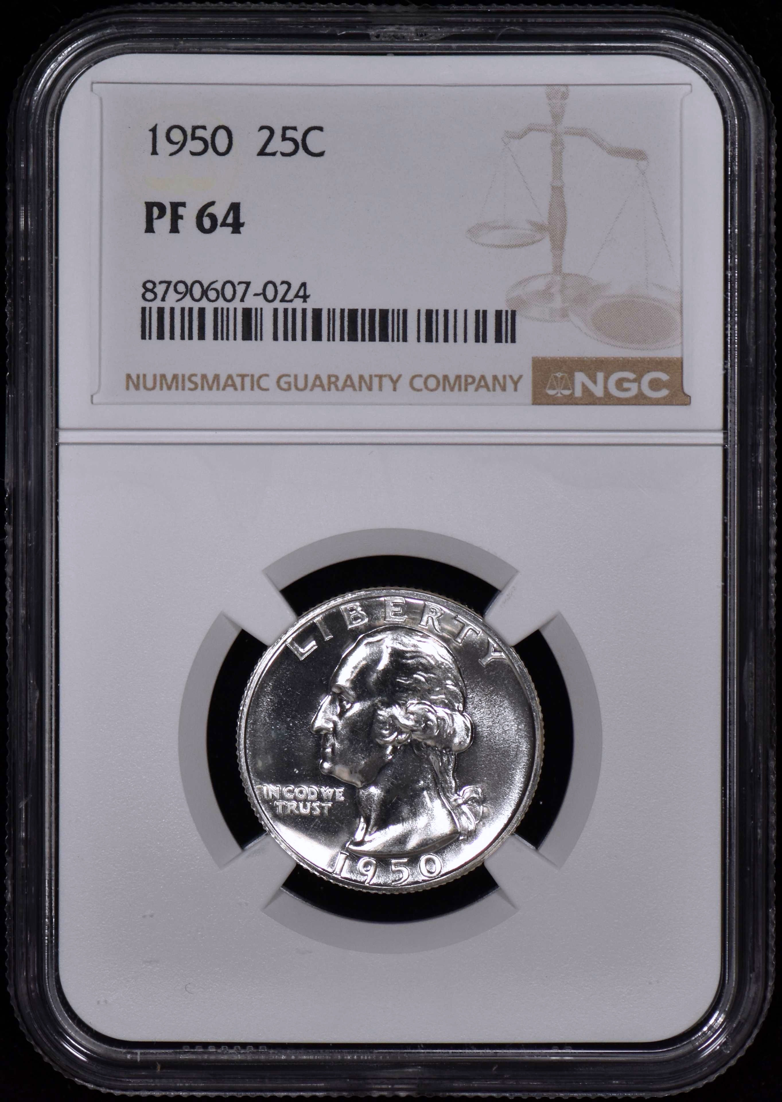1950 Proof Washington Quarter 25c NGC PF64 (PR64) Looks Nicer!