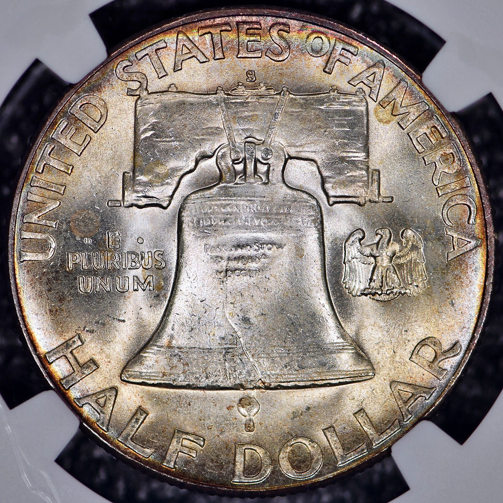 Thumbnail: 1949-S Franklin Half Dollar 50c NGC MS67 - Rainbow Toning!