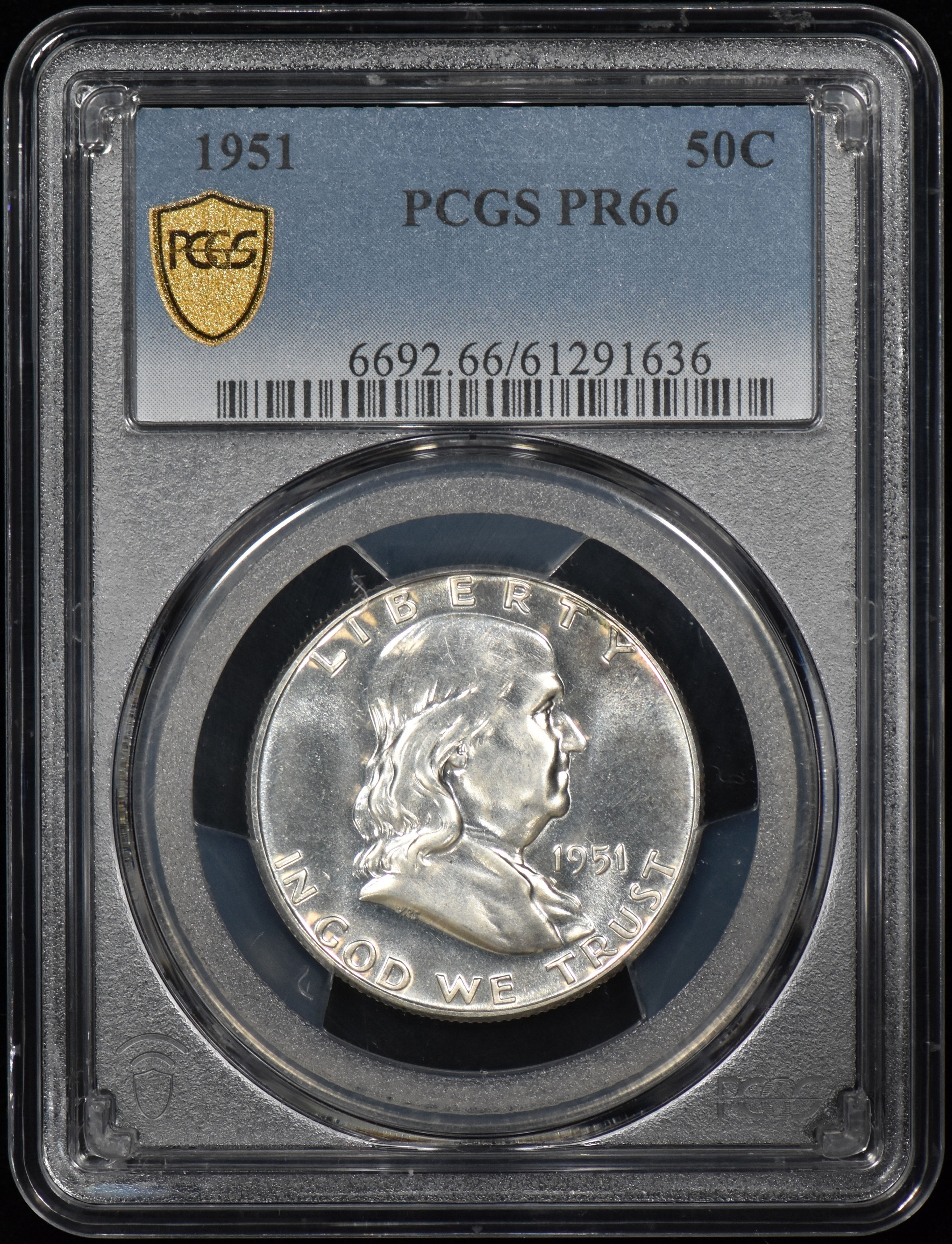 1951 Proof Franklin Half Dollar 50c PCGS PR66 - Nice Coin!