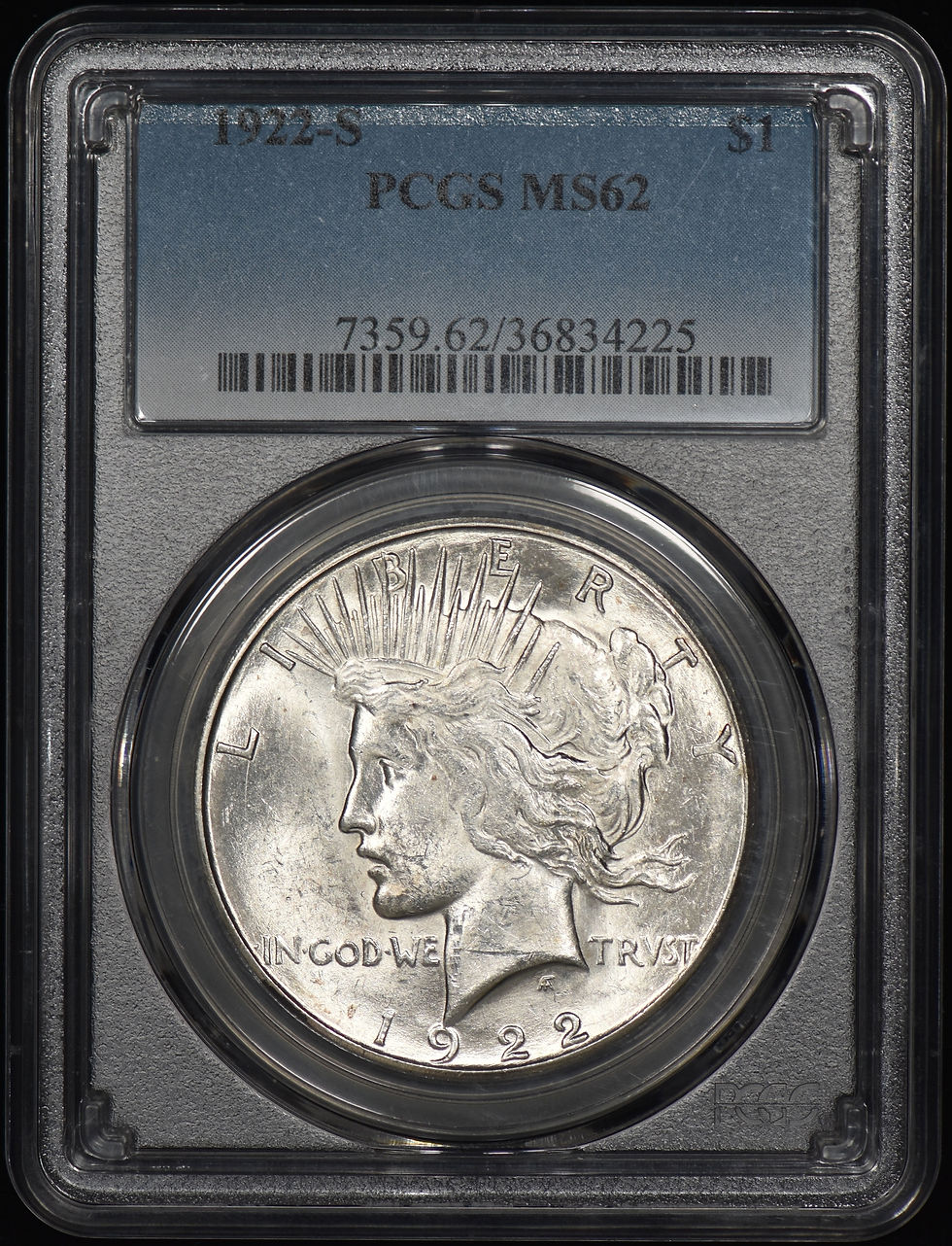 1922-S Peace Silver Dollar $1 PCGS MS62 - Strong Luster!