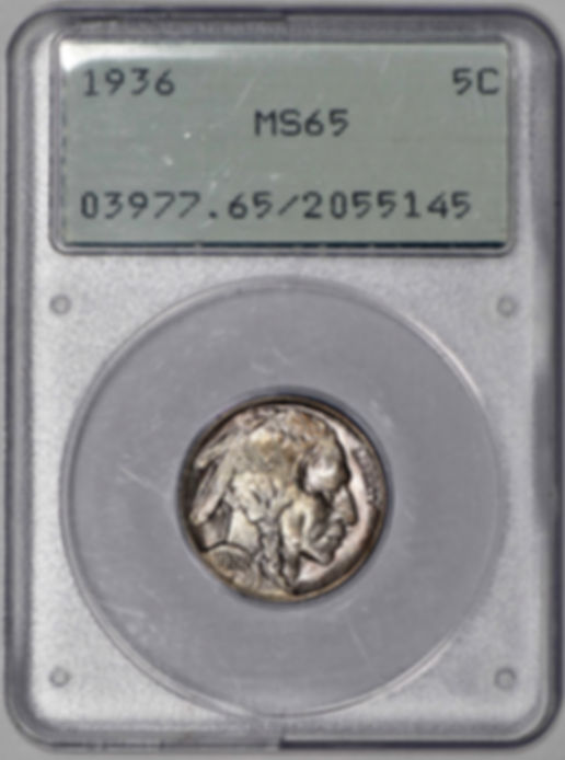 1936 Buffalo Nickel 5c PCGS MS65 (OGH Rattler)