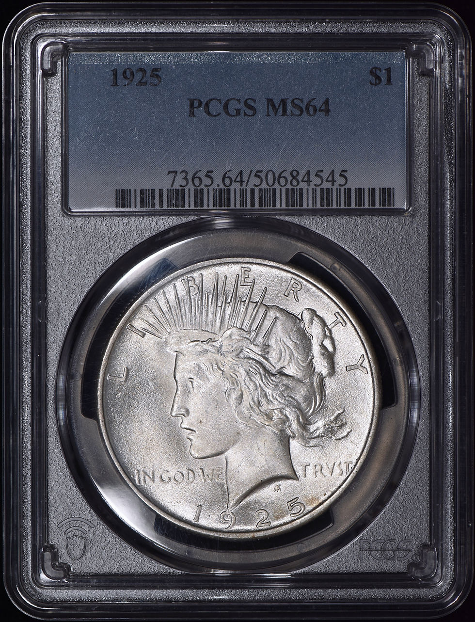 Thumbnail: 1925 Peace Silver Dollar $1 PCGS MS64 - Very PQ!