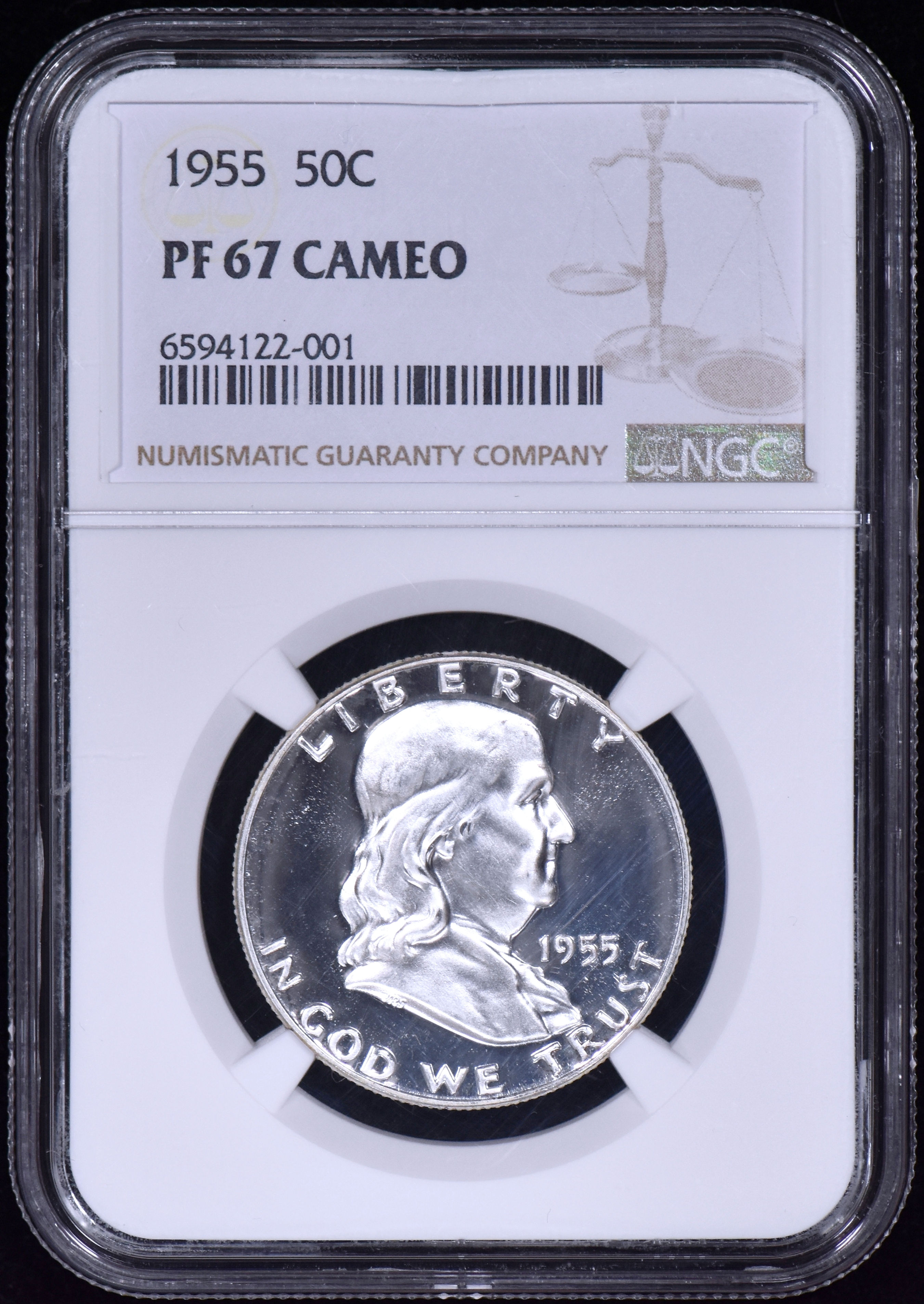 1955 Proof Franklin Half Dollar 50c NGC PF 67 CAMEO (PR67CAM) Great Eye Appeal!