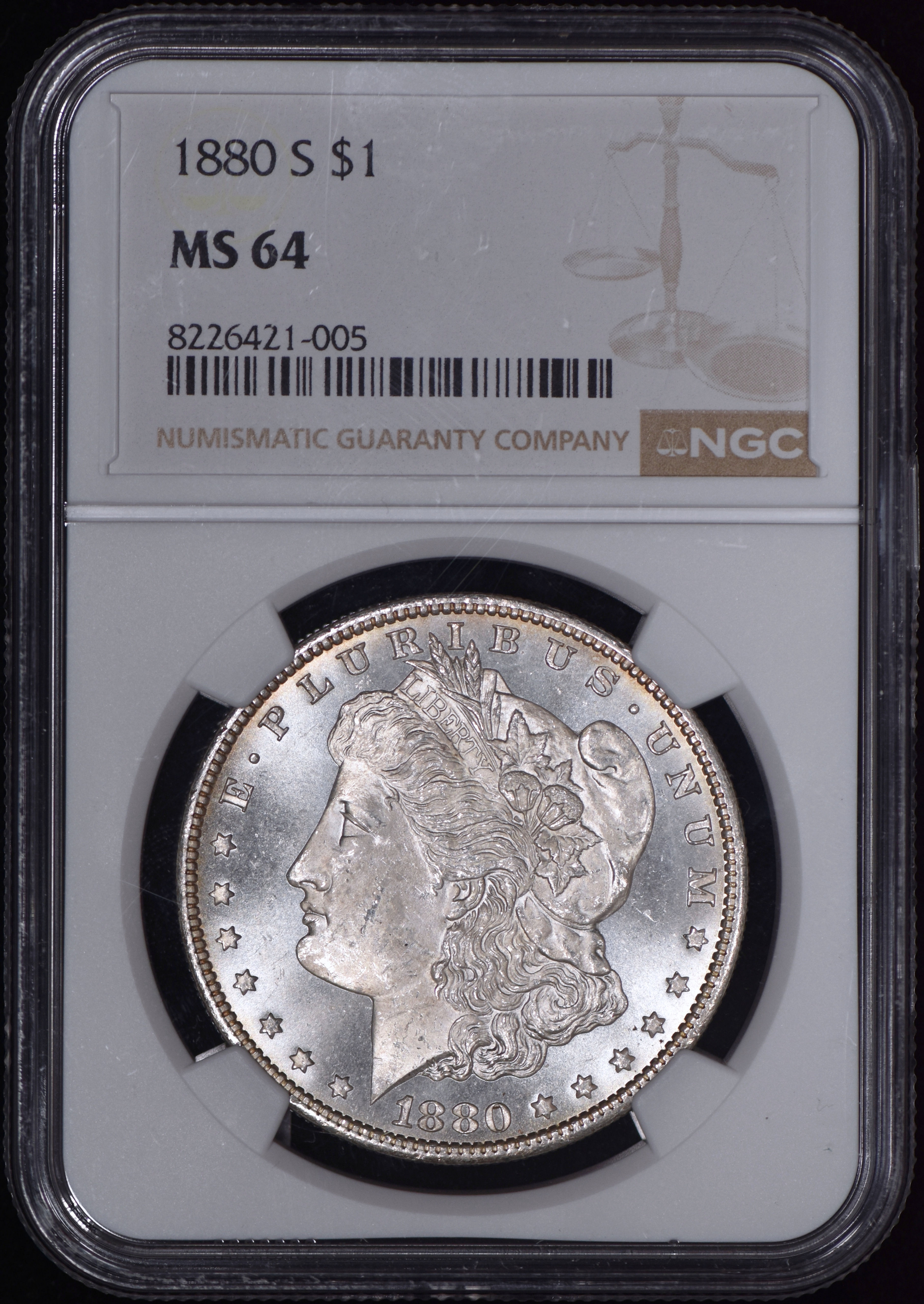 1880-S Morgan Silver Dollar $1 NGC MS64 - Great Eye-Appeal!