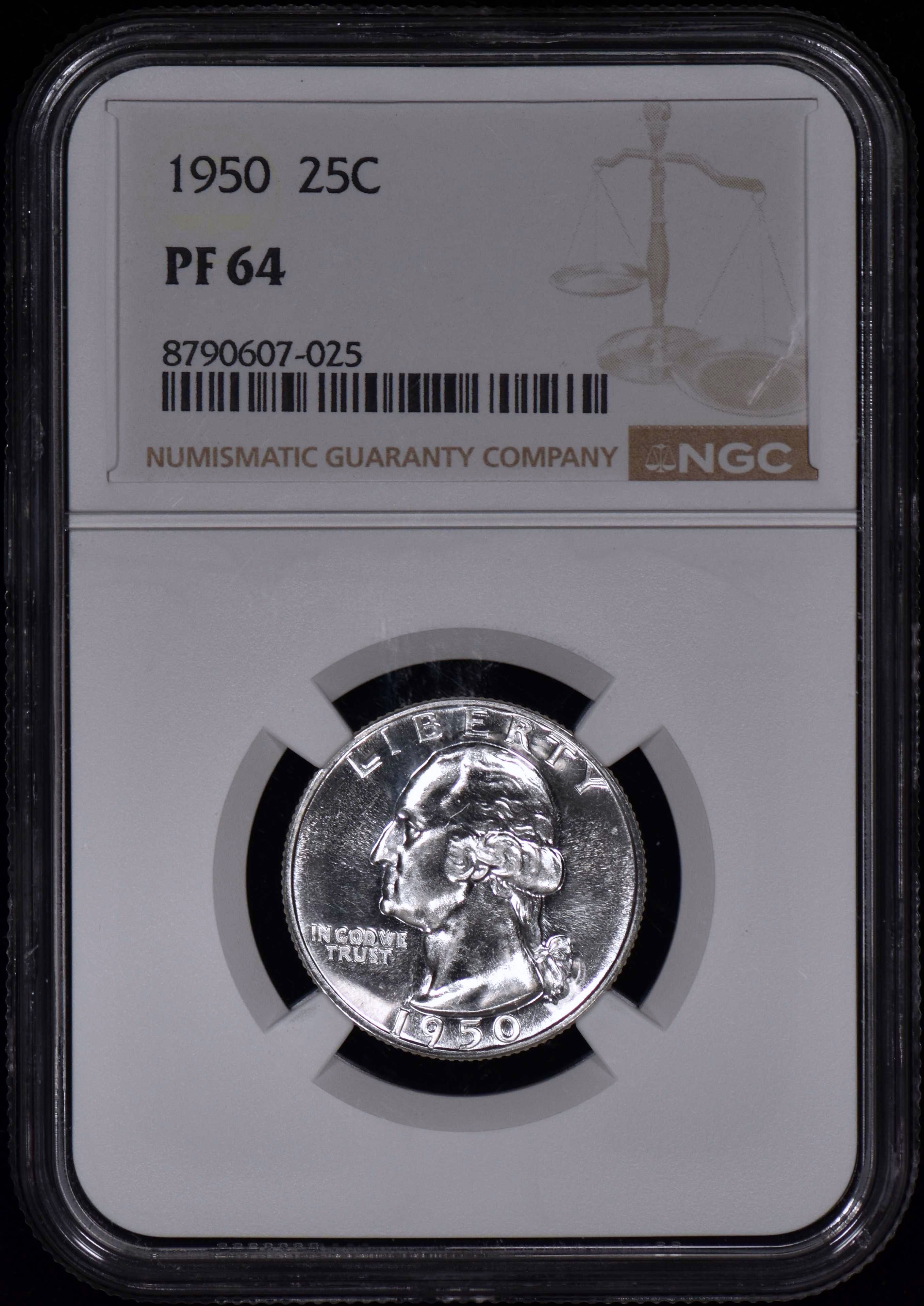1950 Proof Washington Quarter 25c NGC PF64 (PR64) White and Haze Free!