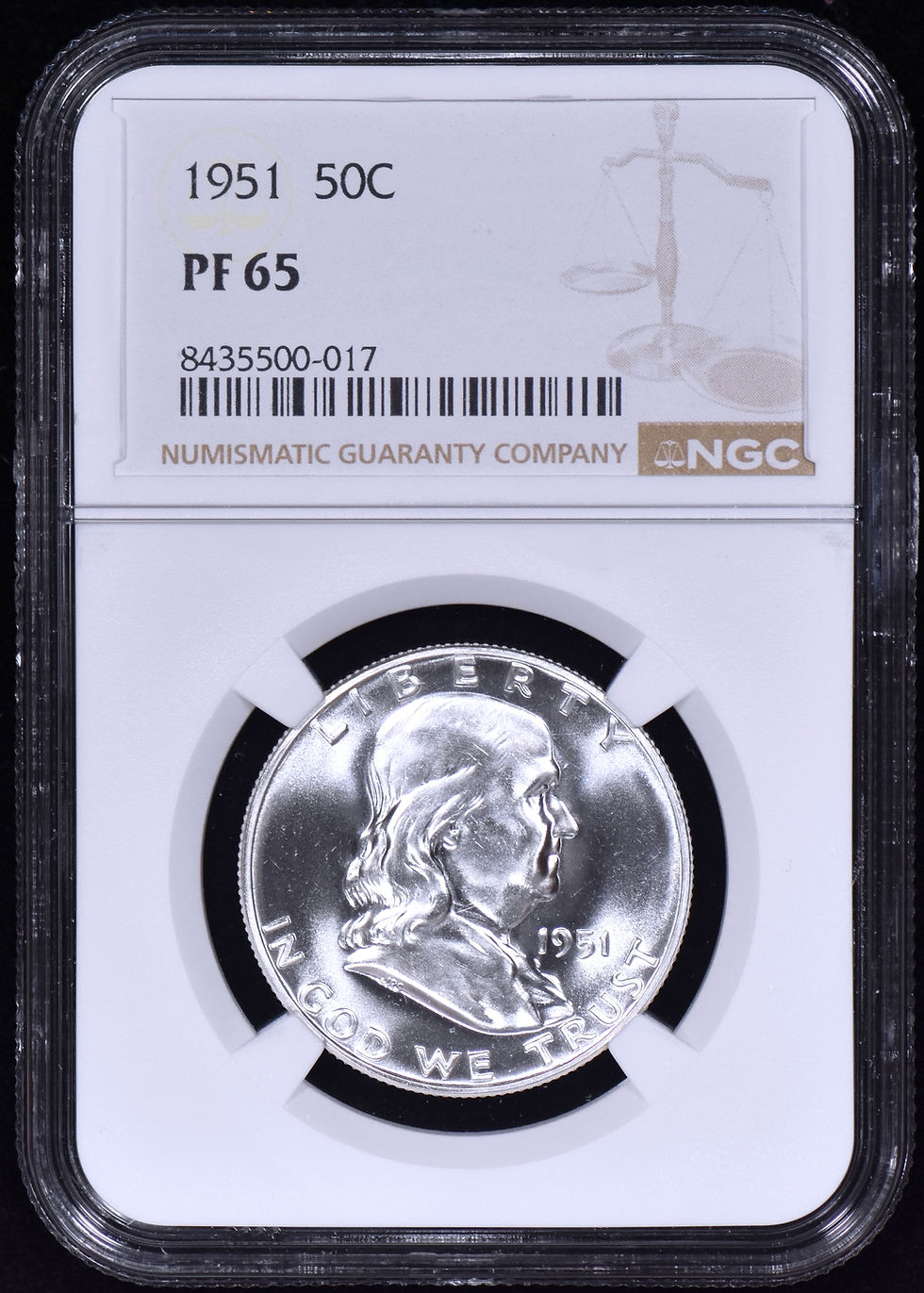 Thumbnail: 1951 Proof Franklin Half Dollar 50c NGC PF 65 (PR65) White & Spotless!