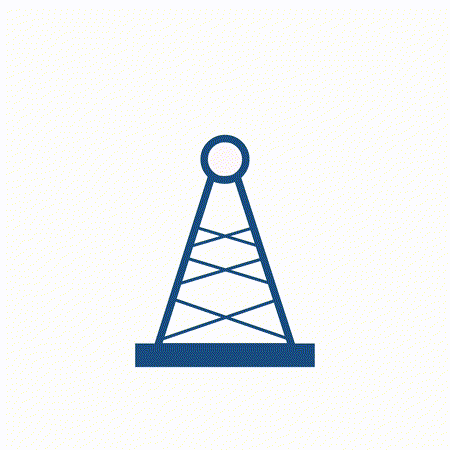animation of radio tower transmitting signal