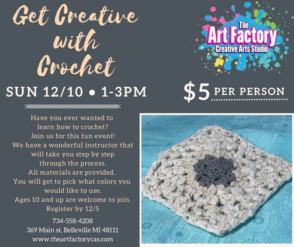 (Ages 10+) Crochet Class - Sunday 12/10 - 1:00 PM - 4:00 PM