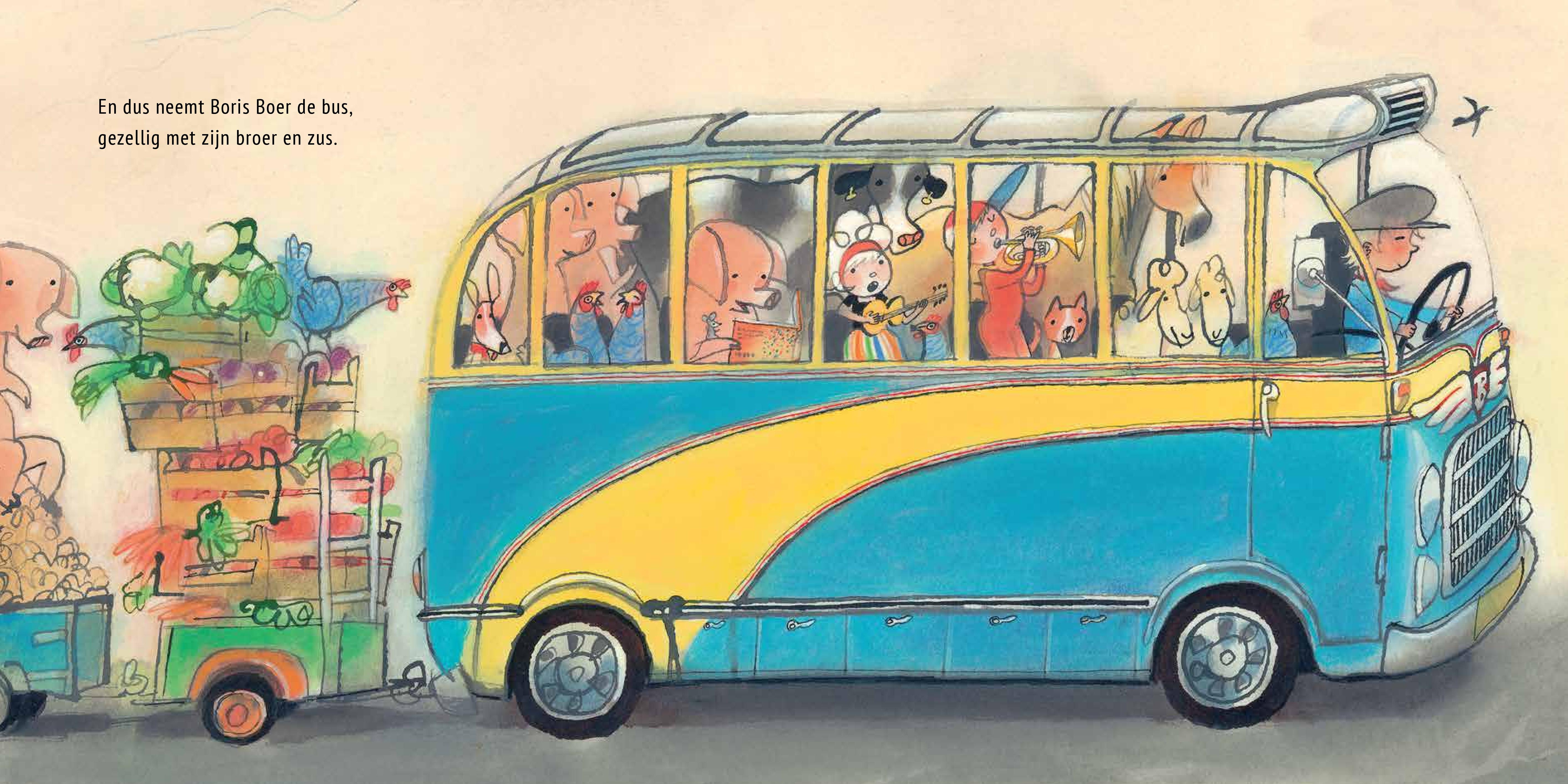 Boer Boris gaat naar de markt - Philip Hopman | Kinderboeken tekenaar