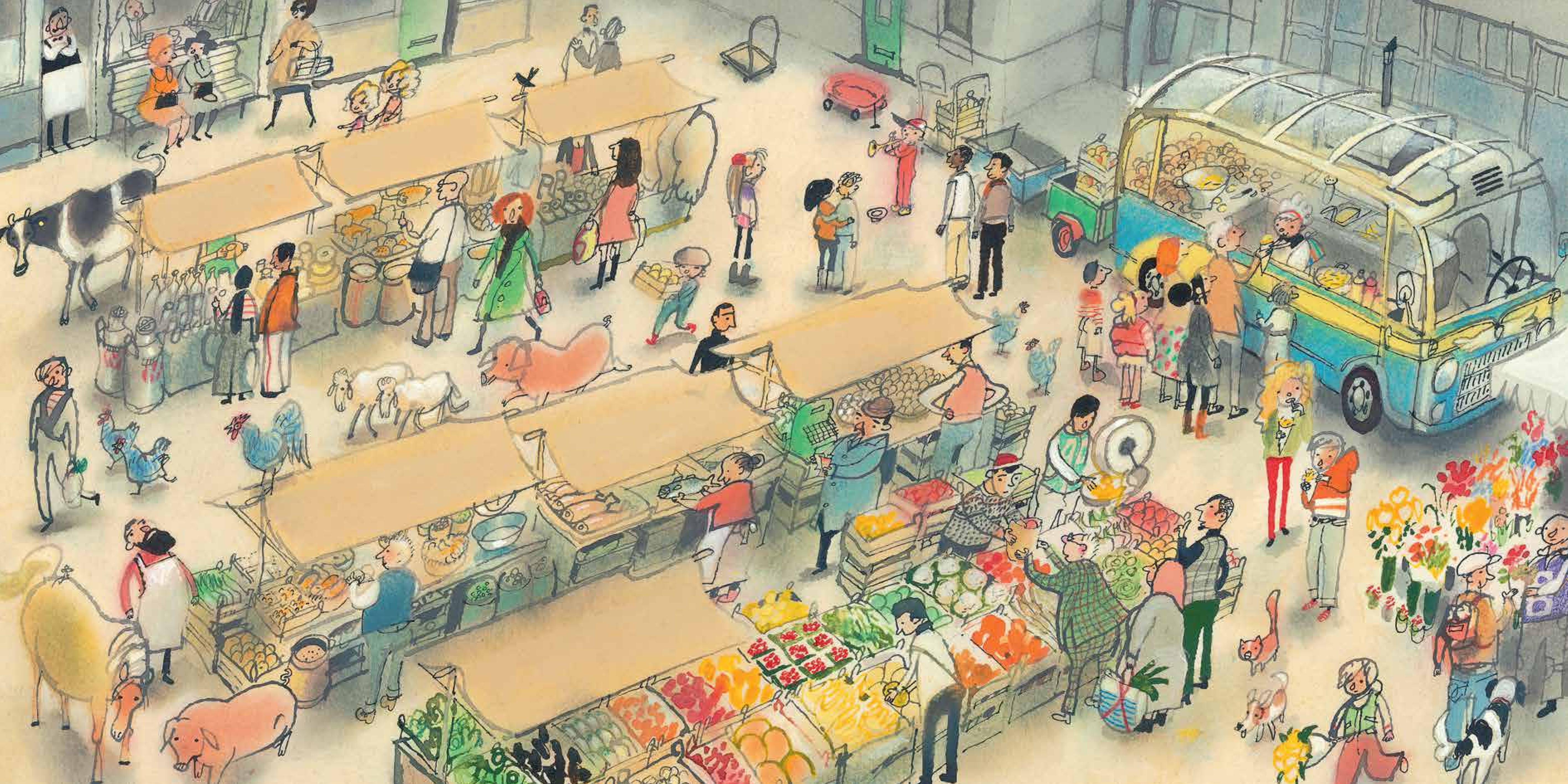 Boer Boris gaat naar de markt - Philip Hopman | Kinderboeken tekenaar