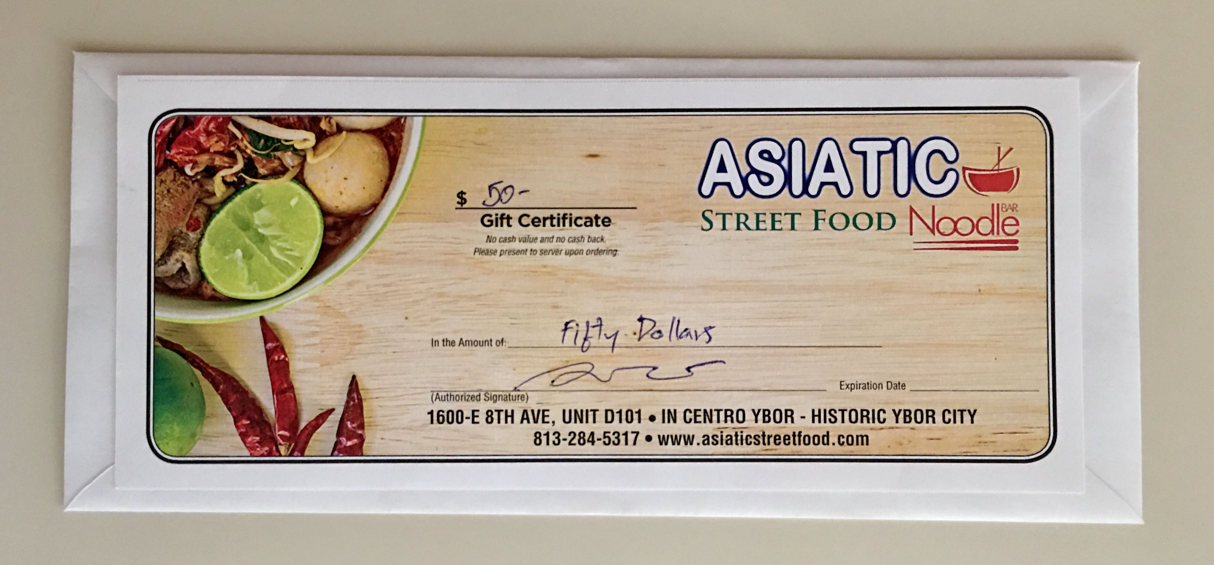 Raffle #12: $50 Asiatic Gift Certificate