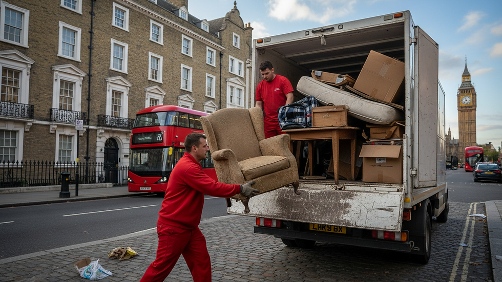 Close-up view of a waste removal worker loading rubbish into a van